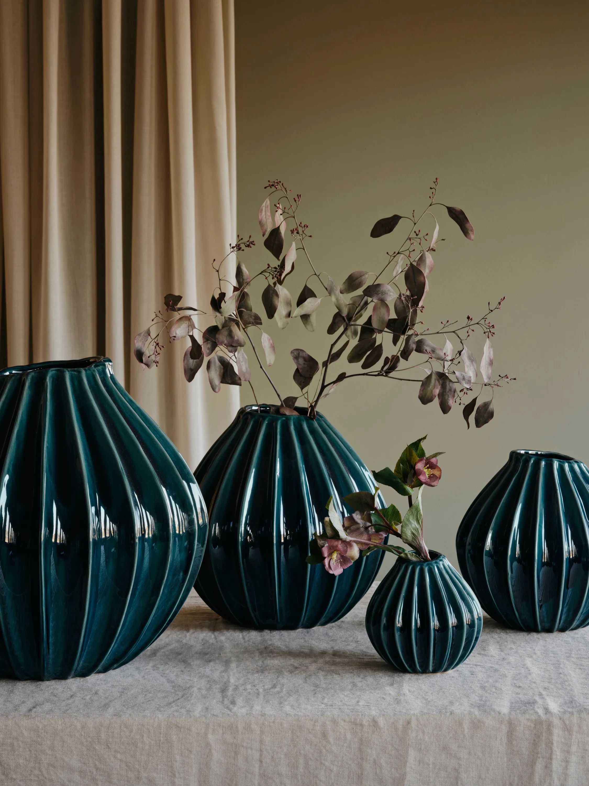 Broste Copenhagen Vaser Wide Vase i Blå, H15 x Ø15 cm, 2