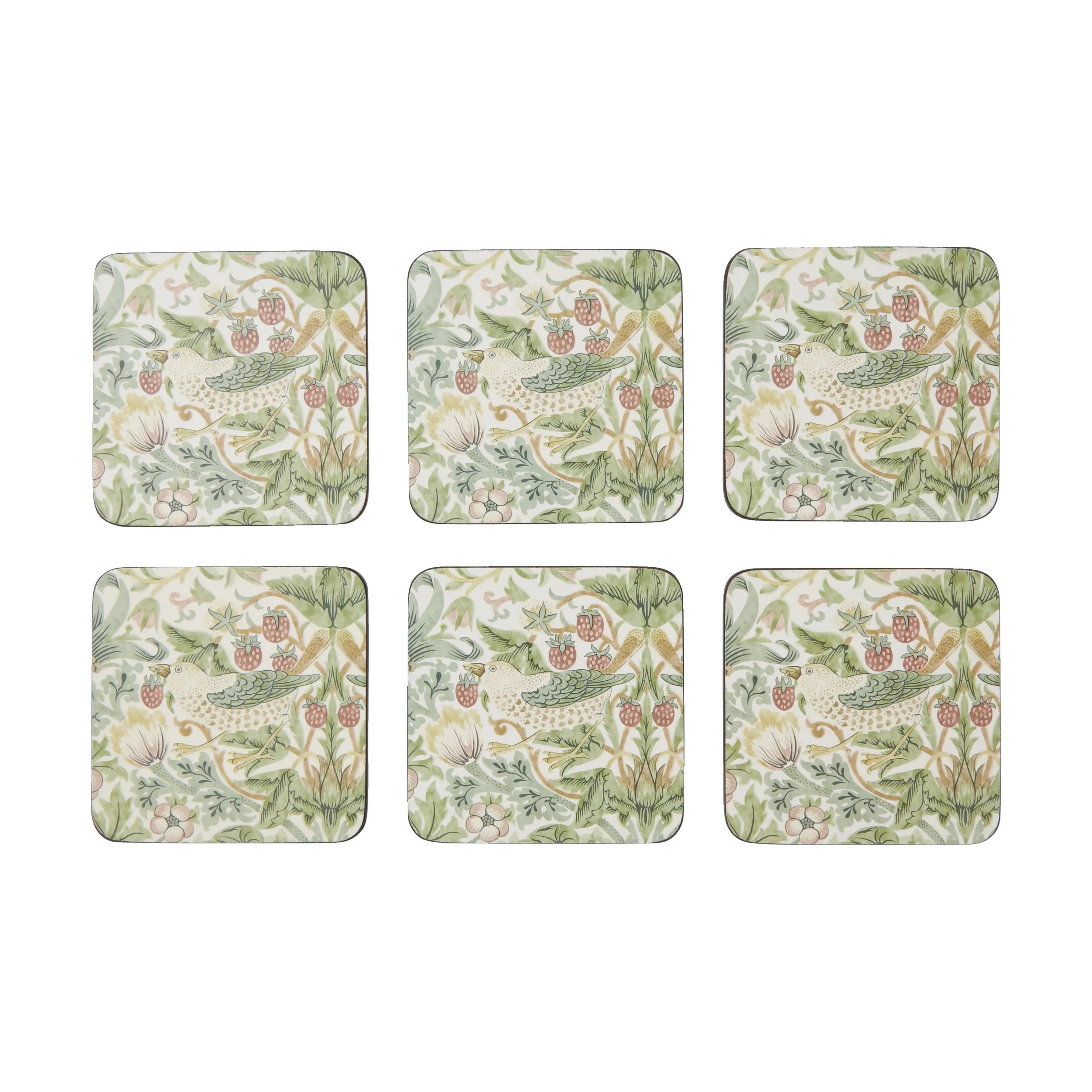 Pimpernel Glasbrikker og coasters Morris & Co Glasbrikker - 6 stk. i Lyserød/Grøn/blå, 1