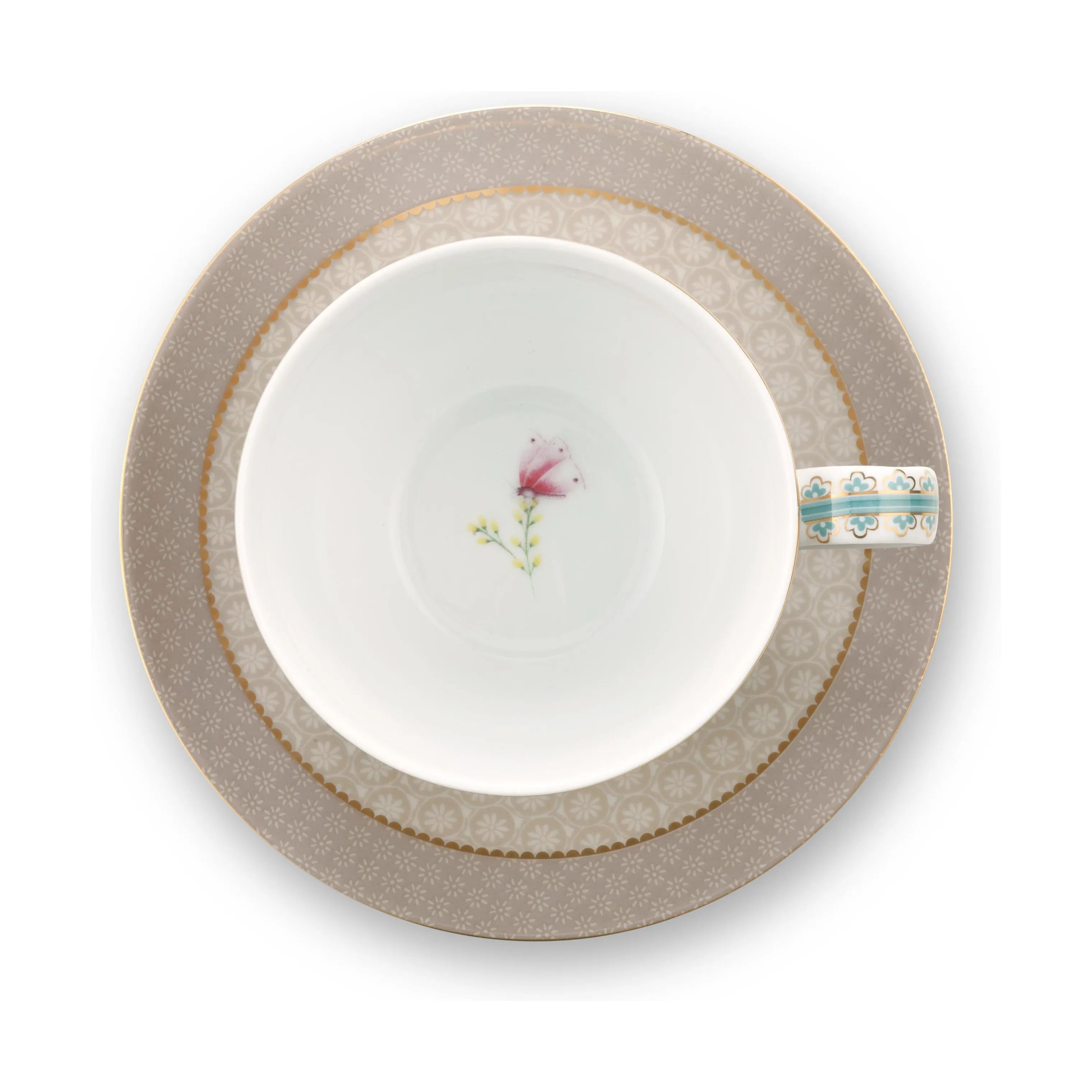PIP Studio Krus og kopper med hank Blushing Bird Kop m. underkop i Khaki, 3