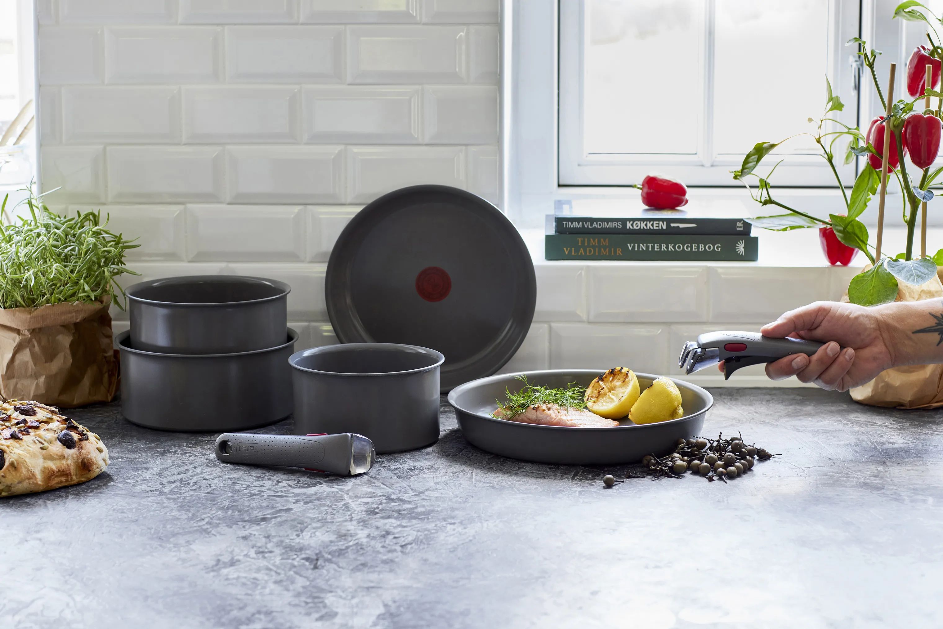 Tefal Grydesæt Ingenio Renew Grydesæt - 4 dele i Grå, 3
