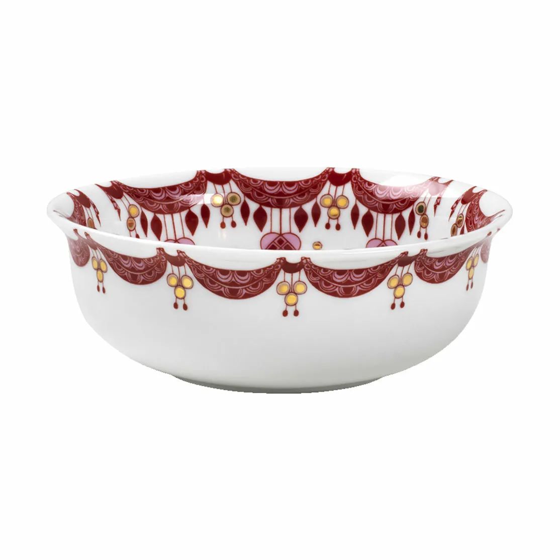 Bjørn Wiinblad Serveringsskåle Guirlande Skål i Rød/hvid/guld, 16 cm, 1