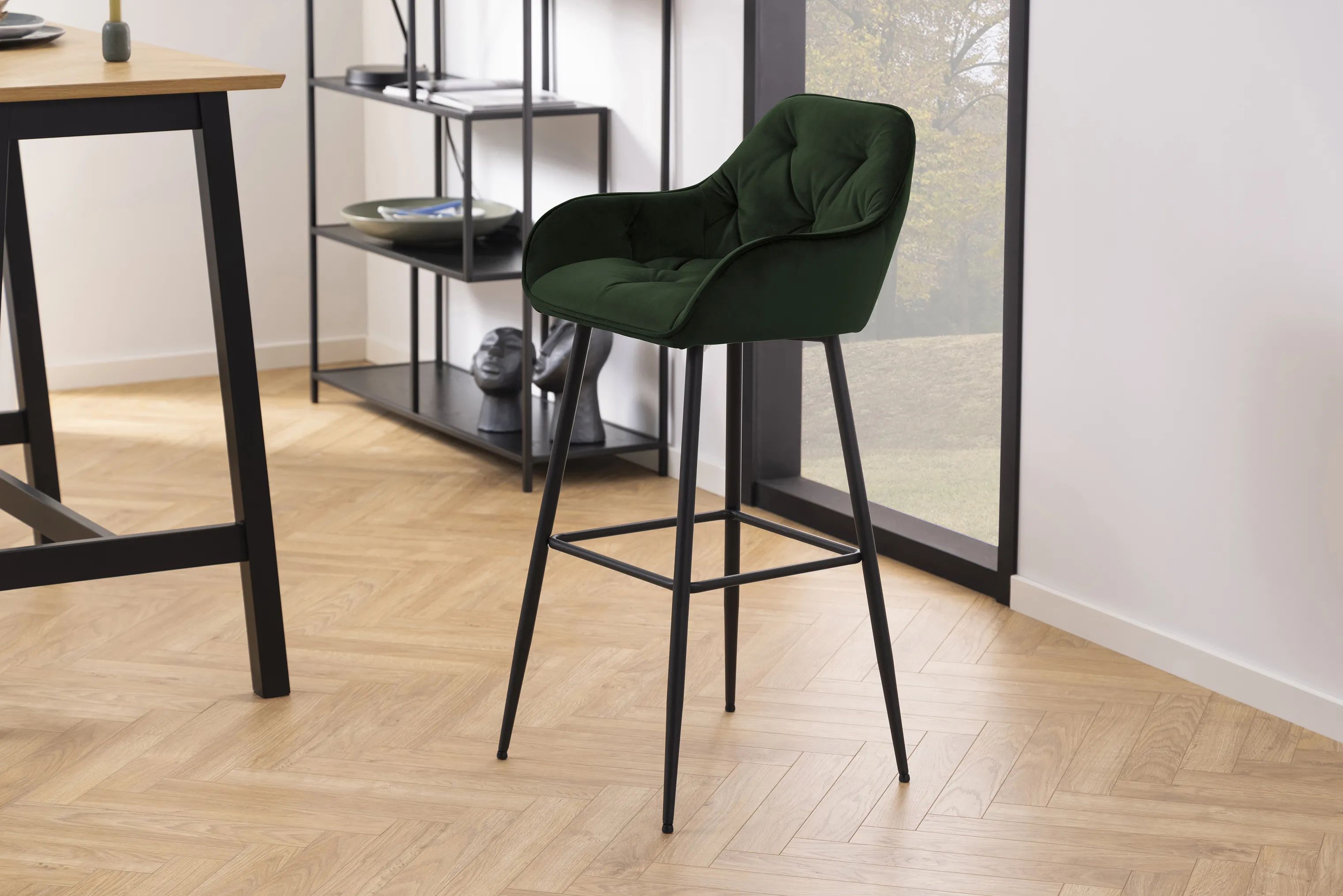 CASA Living Barstole Brooke Barstol - 2 stk. i skovgrøn/sort, 2