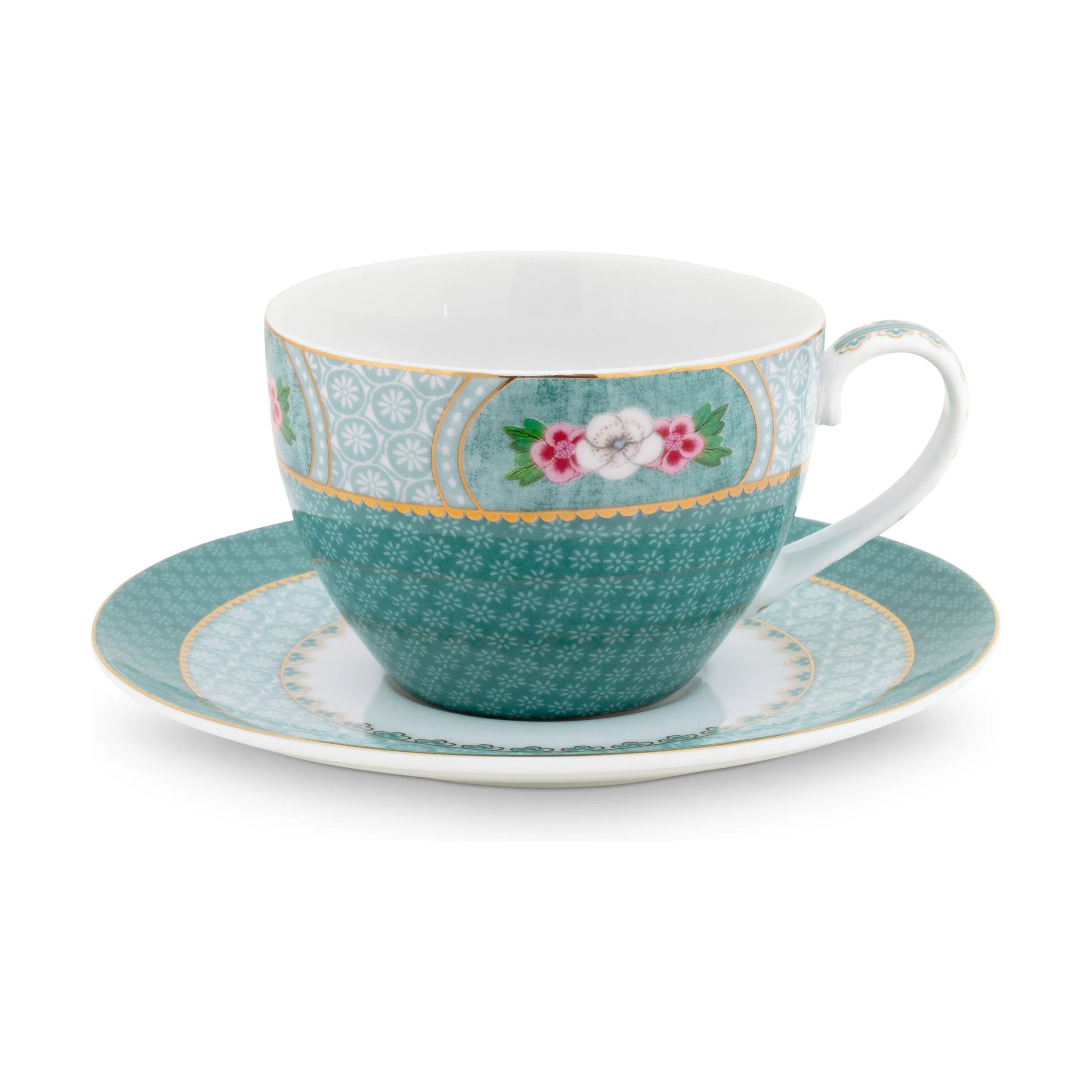 PIP Studio Krus og kopper med hank Blushing Birds Kop m. underkop i Blue, 1