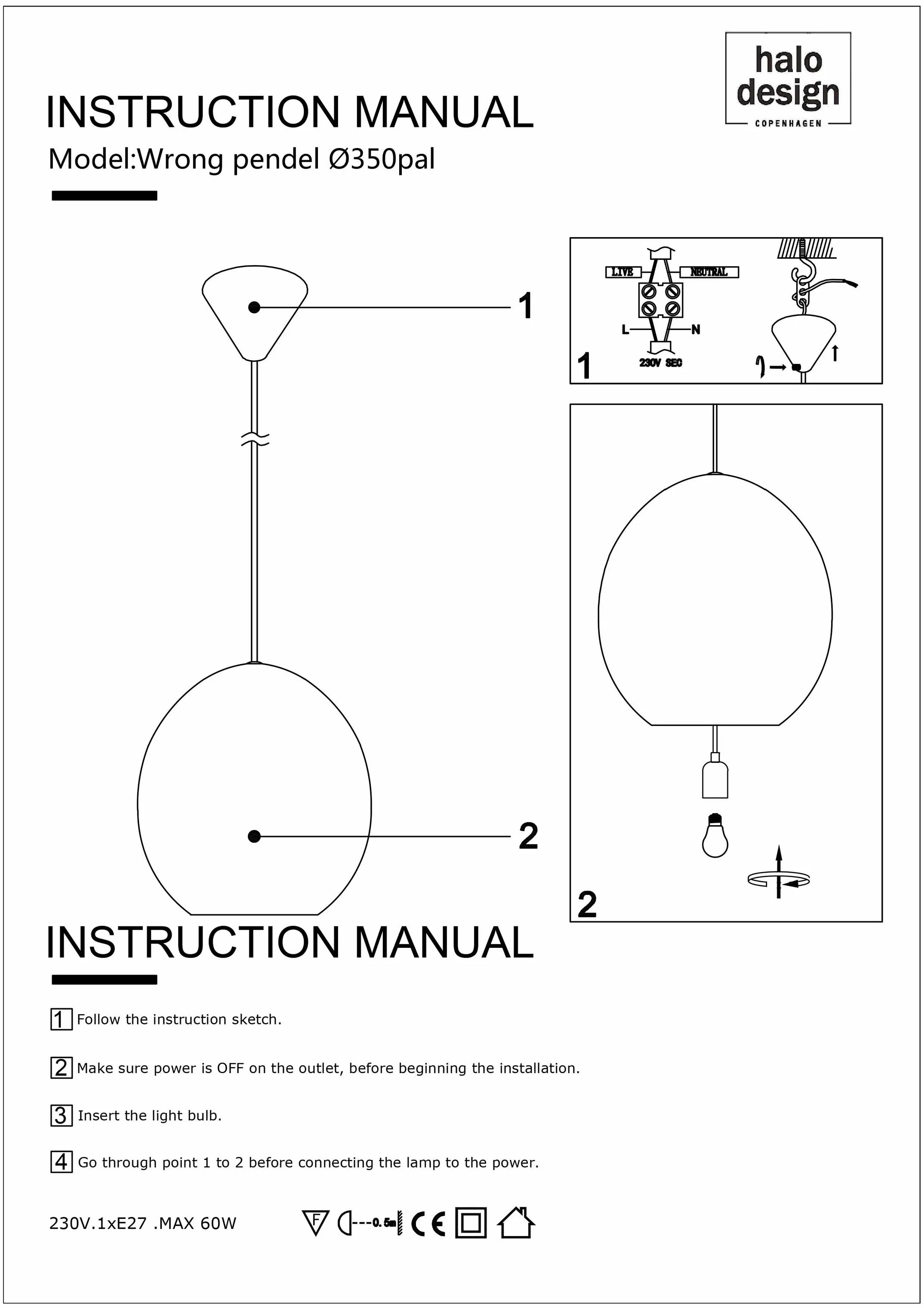 Halo Design Pendler Wrong Pendel i 35 cm, 3