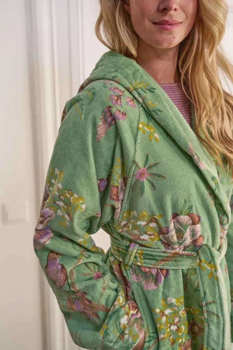 PIP Studio Morgenkåber Soft Zellige Secret Garden Badekåbe i Green, M, 3