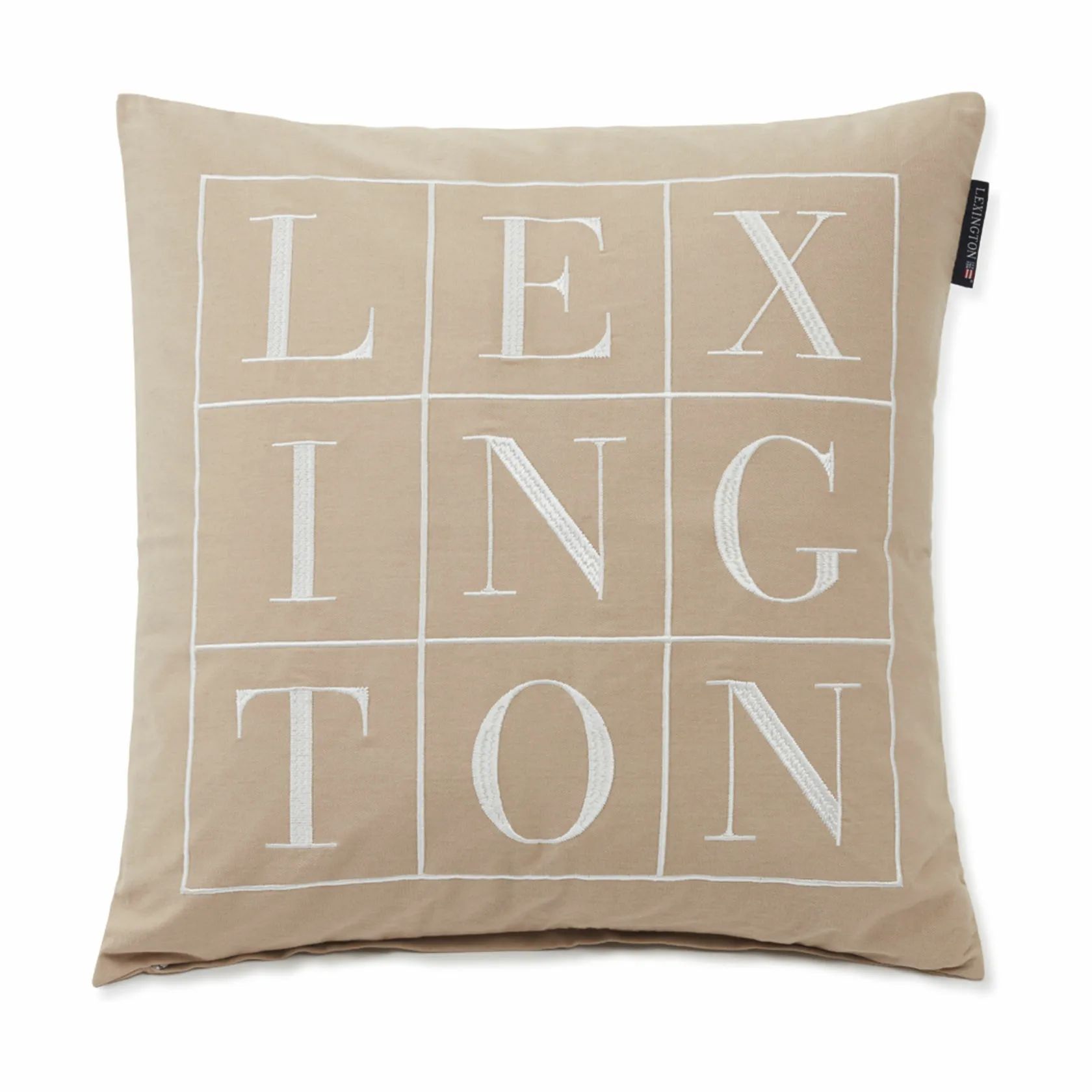 Lexington Pyntepudebetræk Logo Cotton Twill Pudebetræk i Beige, 1