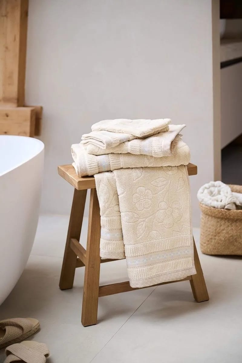 PIP Studio Håndklæder Jasmin Jacquard Håndklæde i Sand, B55 x L100 cm, 2