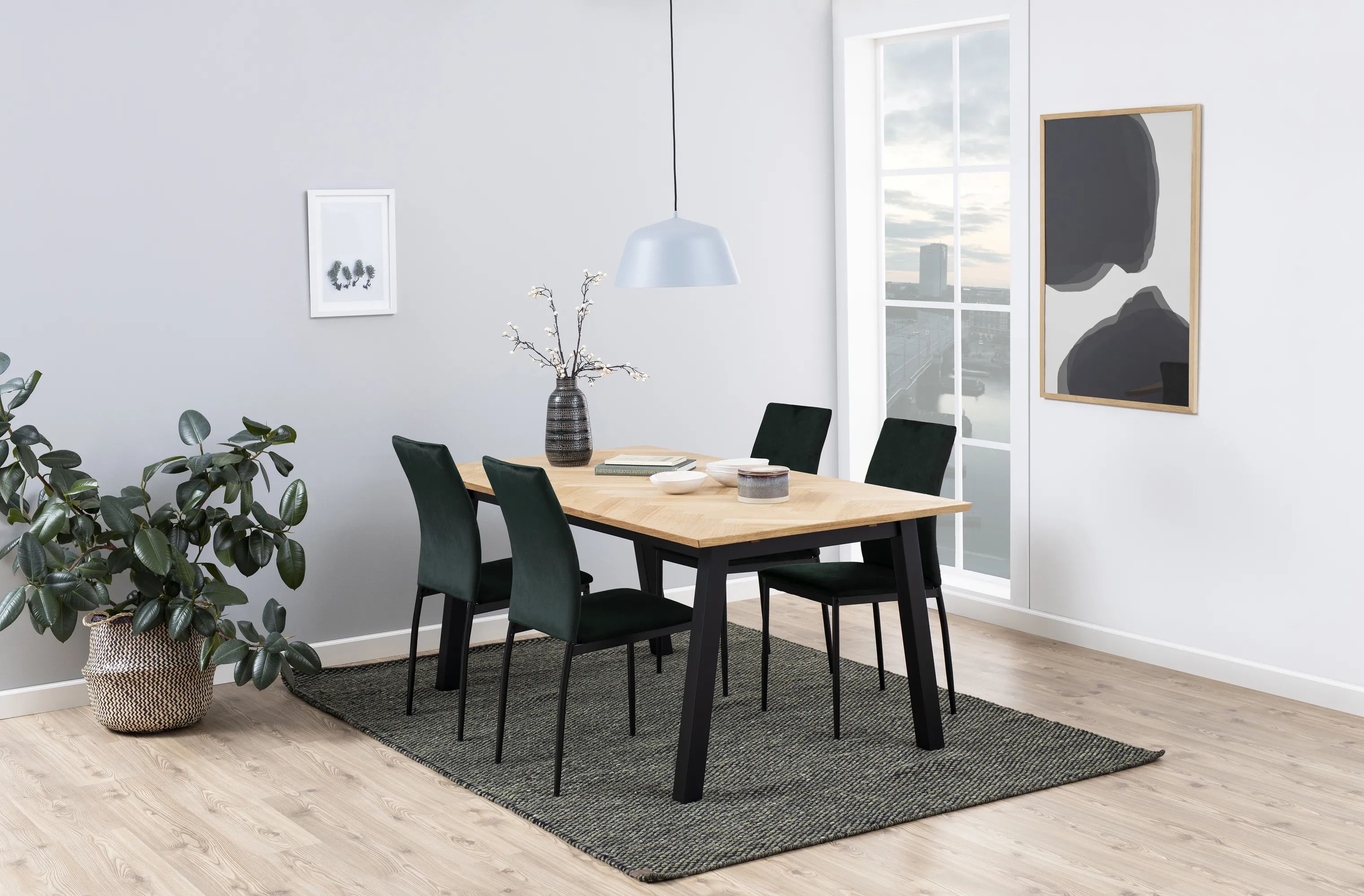 CASA Living Spisebordsstole Demina Spisebordsstol - 4 stk. i mørkegrøn/sort, 2