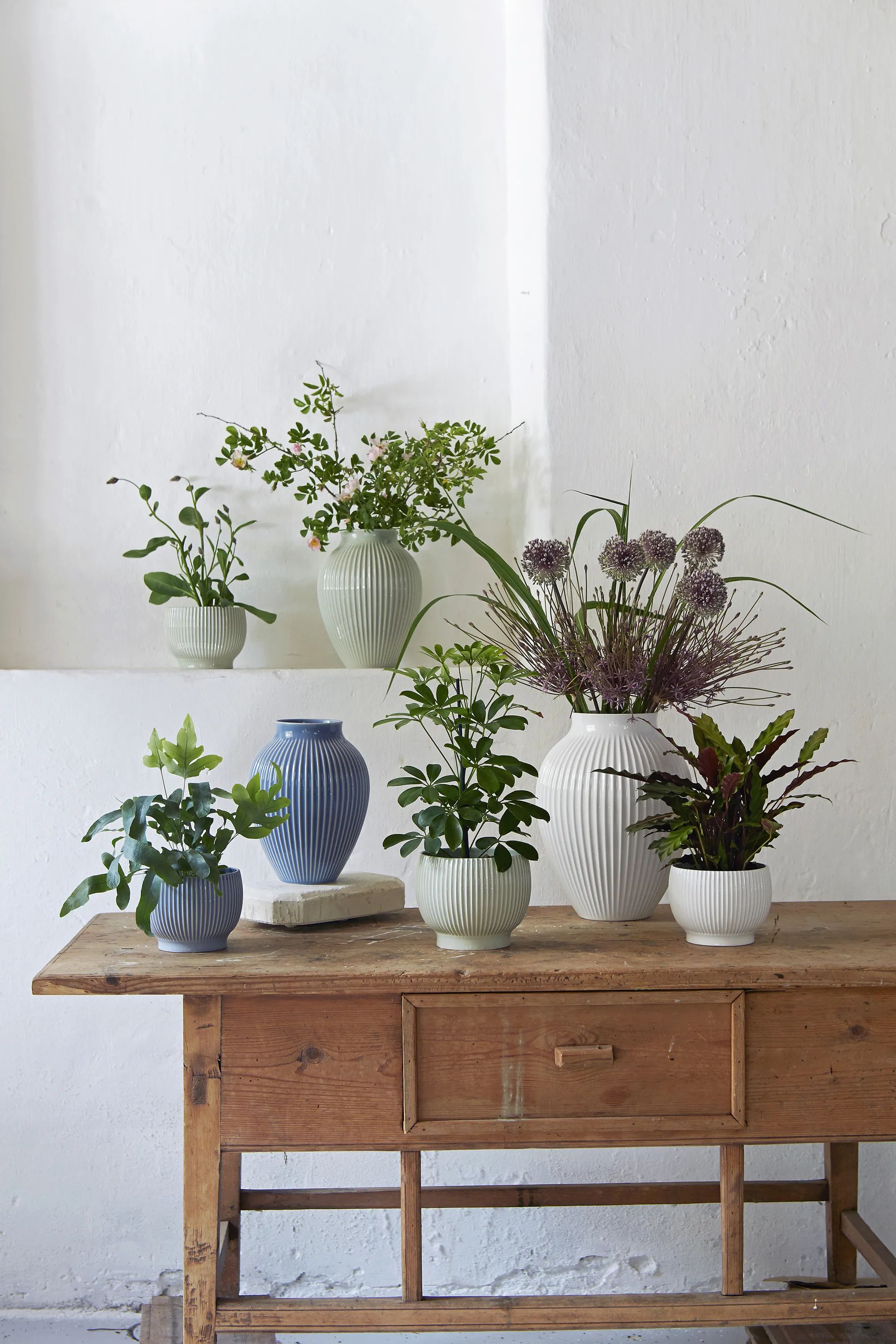 Knabstrup Keramik Vaser Riller Vase i Lavendelblå, 20 cm, 2