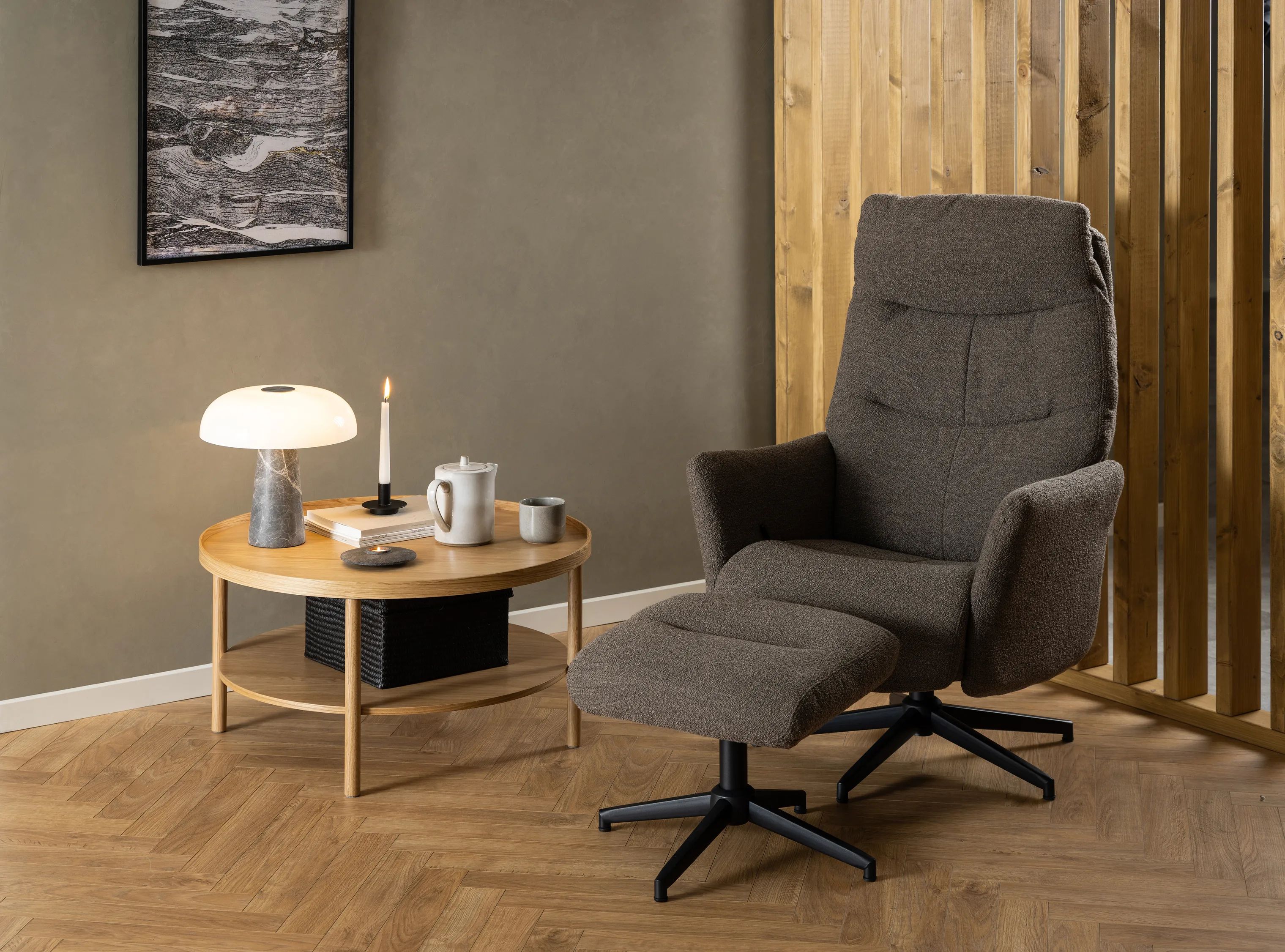 CASA Living Lænestole London Recliner med fodskammel i Grå, 2
