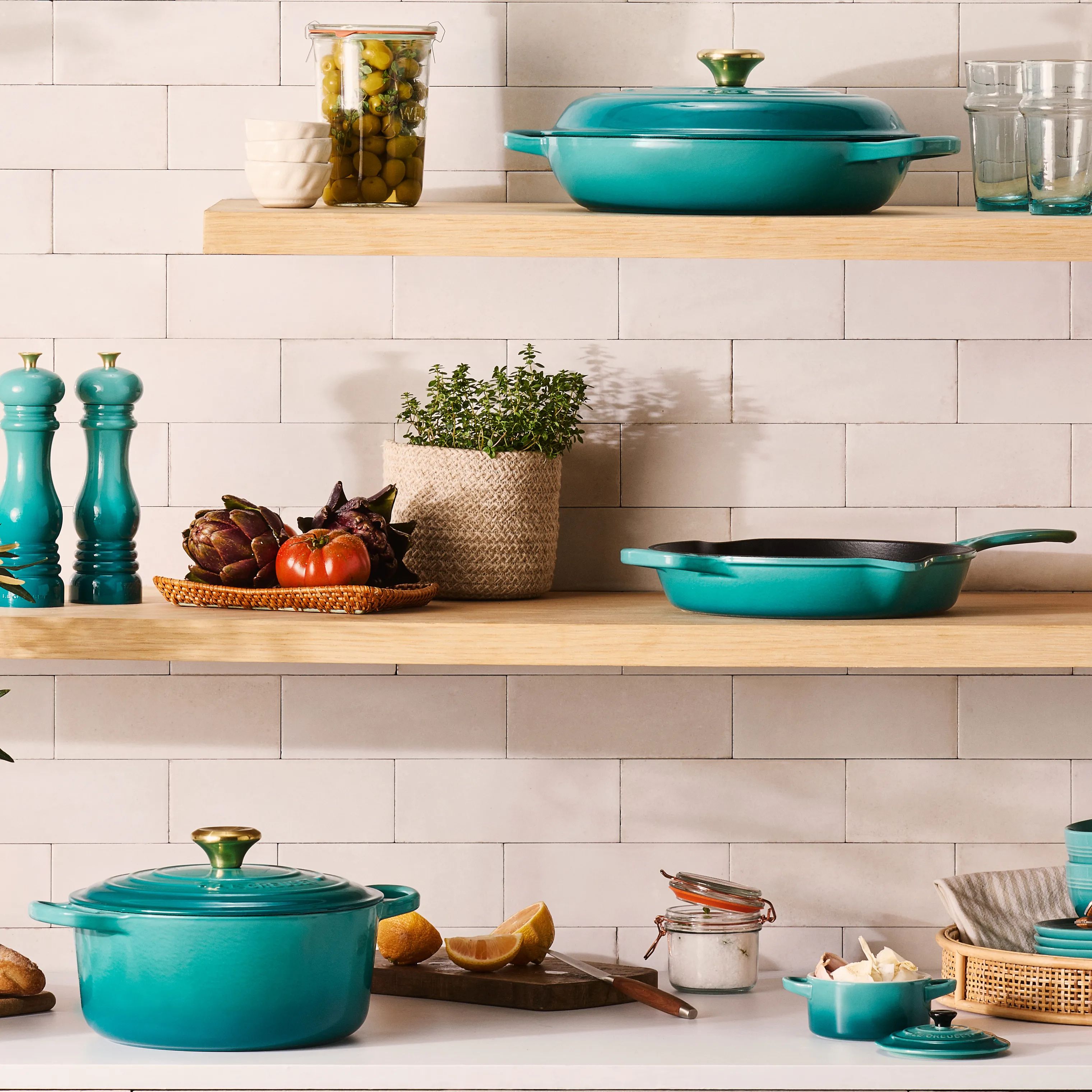 Le Creuset Stegepander Signature Stegepande i Bleu Riviera, 2