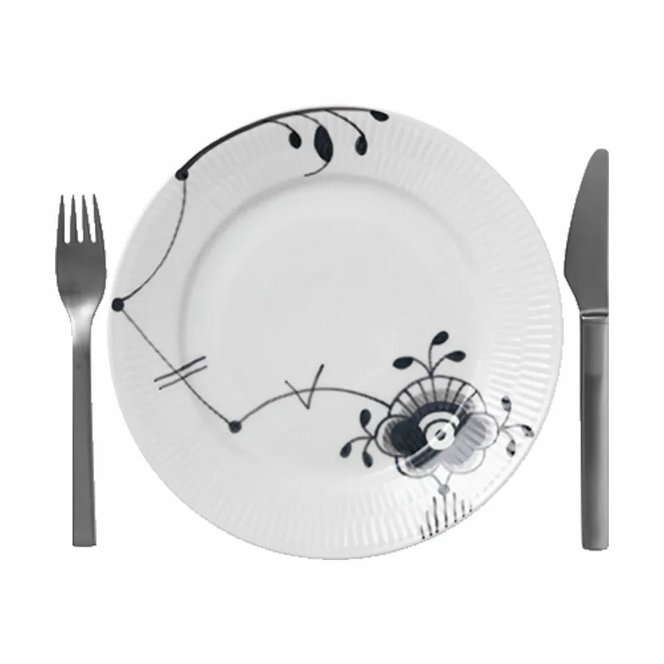 Royal Copenhagen Frokosttallerkener Sort Mega Riflet Frokosttallerken #6 i Frokosttallerken Motiv #6  x Ø22 cm, 3