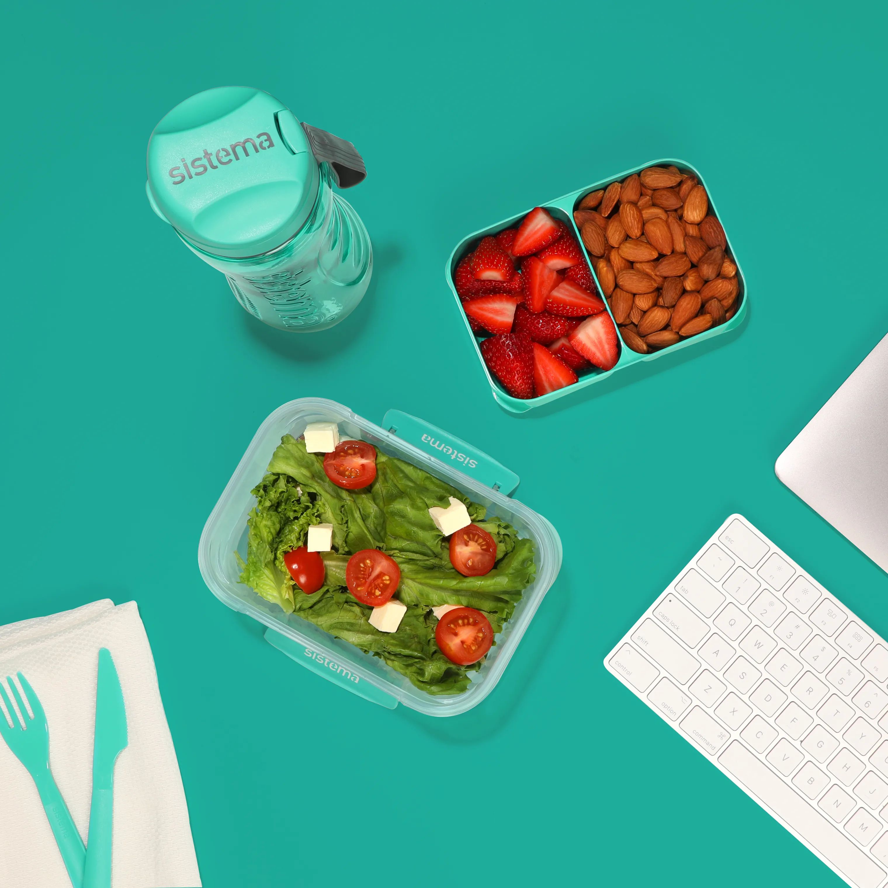 Sistema Opbevaringsbokse Lunch Madkasse - 3 dele i Mint/blå, 2