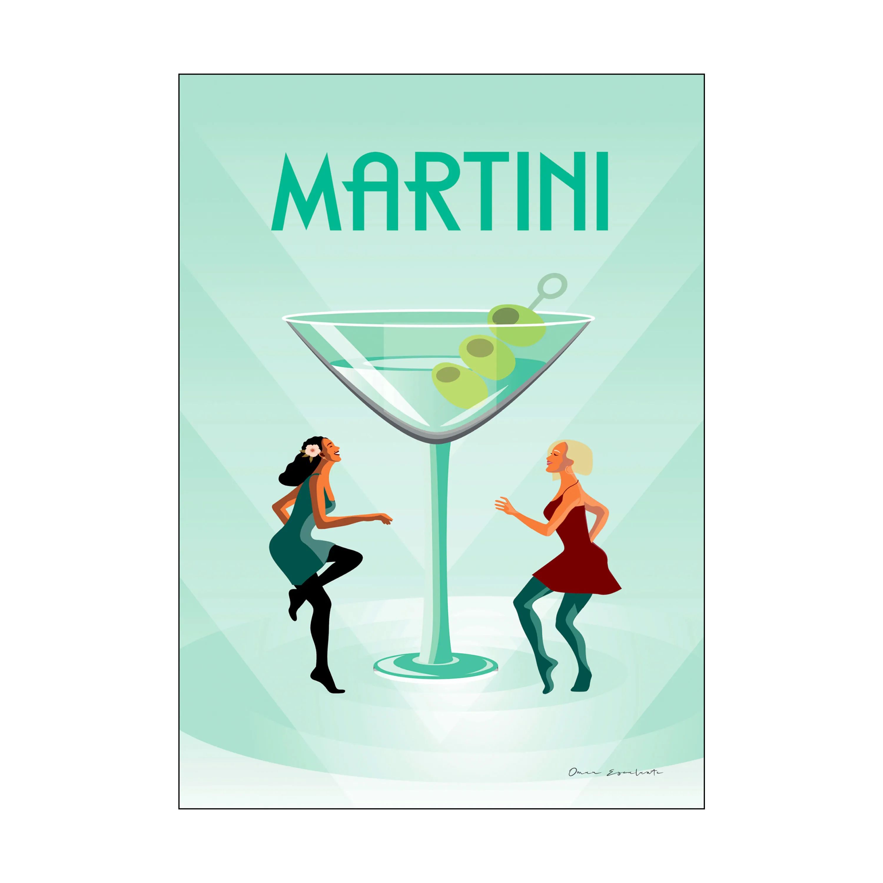 Poster&Frame Plakater Plakat - Martini i Multifarvet, B50 x L70 cm, 1