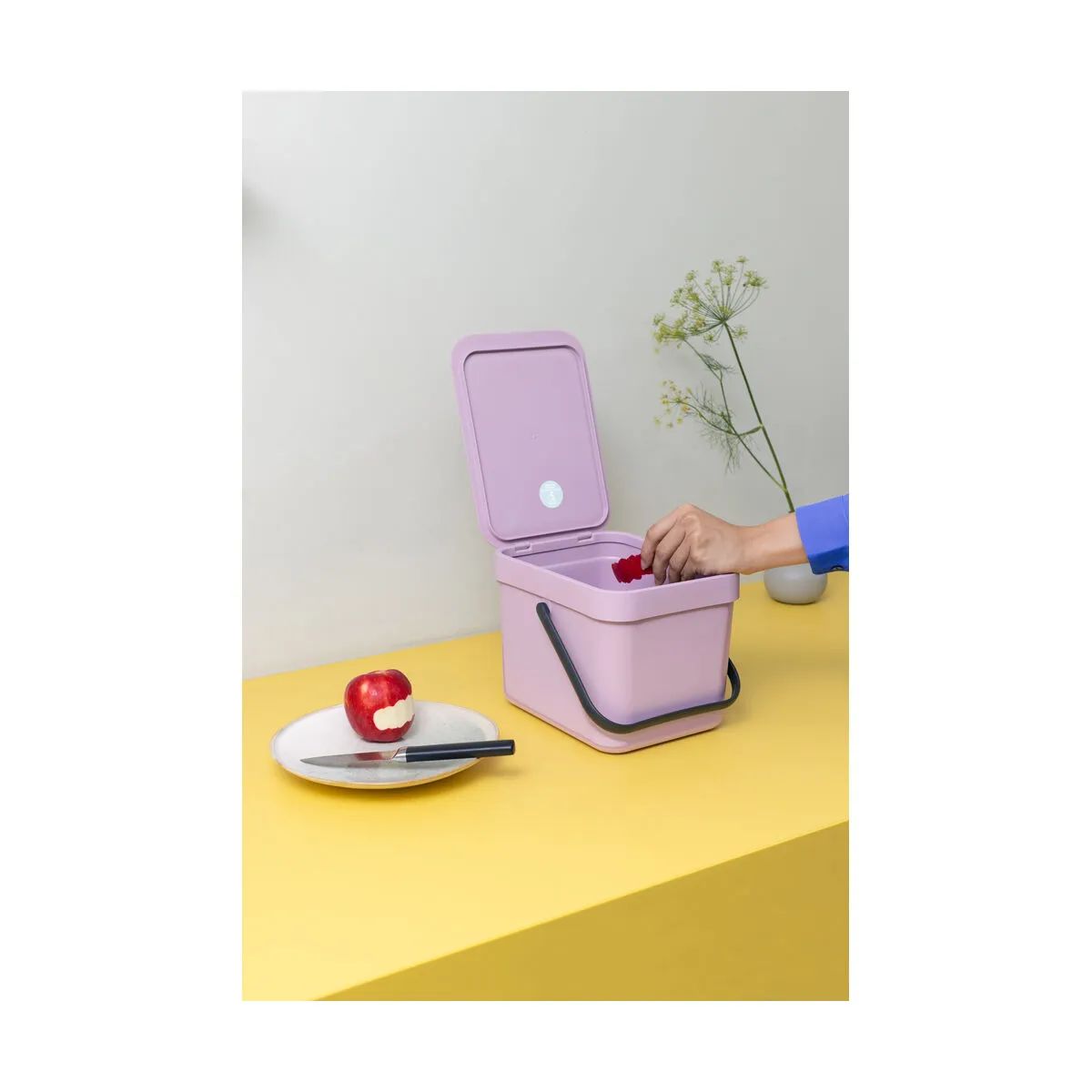Brabantia Spande uden pedal Sort & Go Affaldsspand i Lilac Pink, 6 L, 3