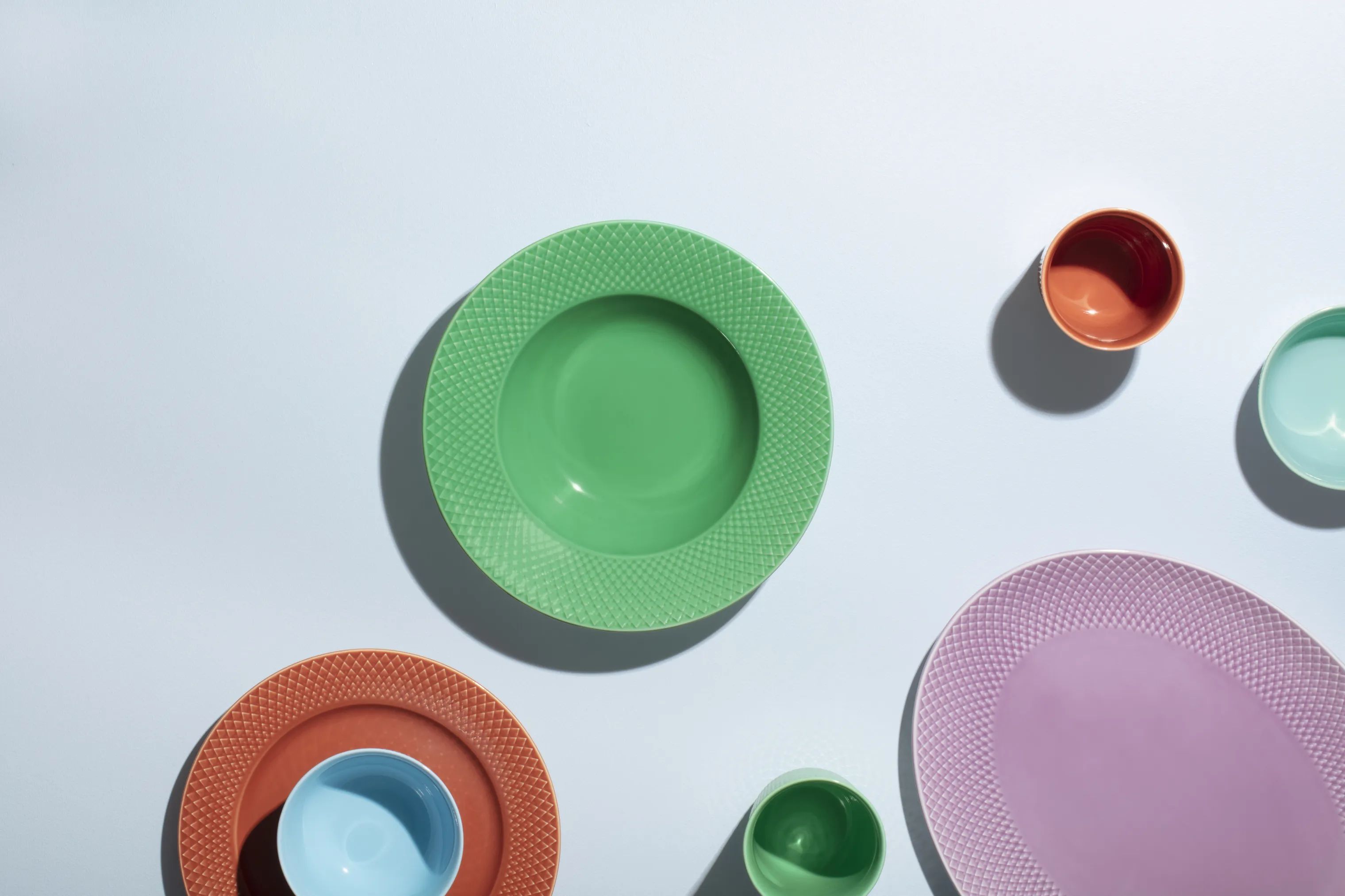 Lyngby Porcelæn Pastatallerkener Rhombe Color Pastatallerken i Grøn, 3