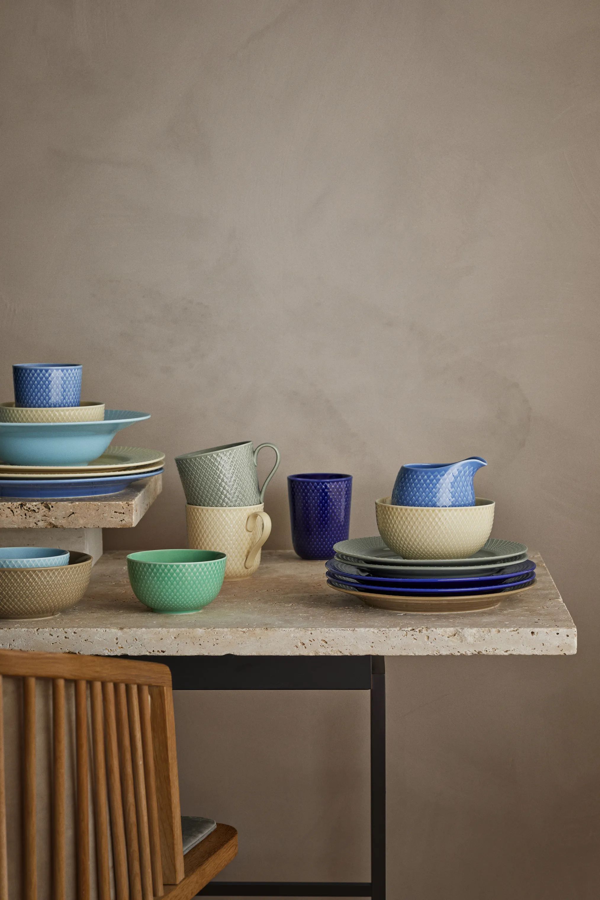 Lyngby Porcelæn Middagstallerkener Rhombe Earth Middagstallerken - 2 stk i Marble, 3