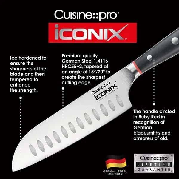 THE CUSTOM CHEF™ Santokuknive Cuisine::pro®
iconiX™ Cuisine::pro iconiX™ Santokukniv i sølvfarvet/sort, 3