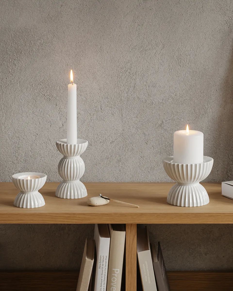 Lyngby Porcelæn Fyrfadsstage Tura Fyrfadsstage i Hvid, 2