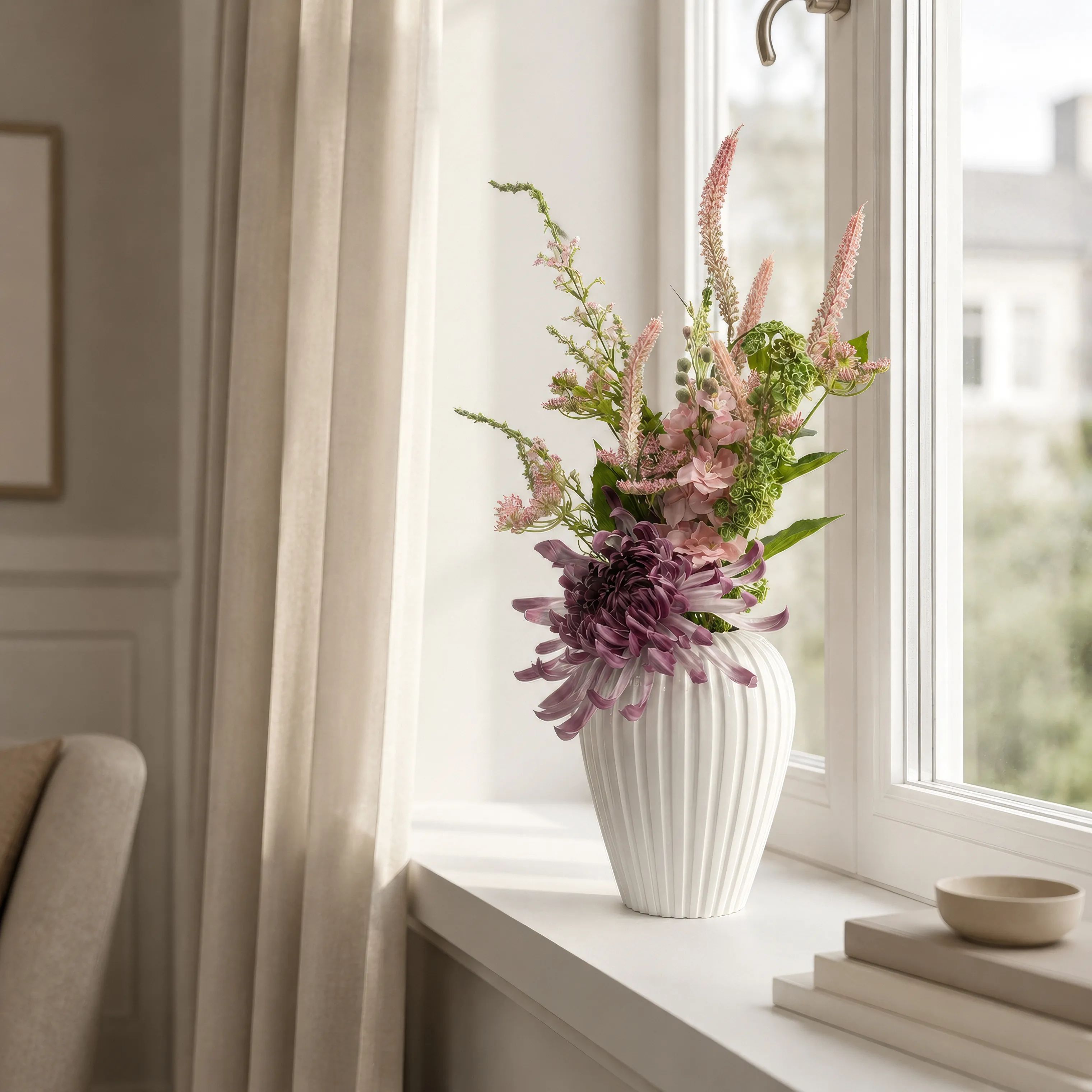 everbloom Kunstige blomster Kunstig Real Touch Blomsterbuket i Lyserød, 3