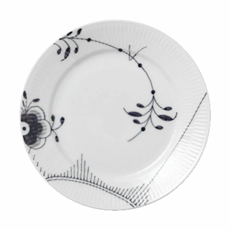 Royal Copenhagen Frokosttallerkener Sort Mega Riflet Frokosttallerken #2 - 2 stk. i Sort/hvid, 4