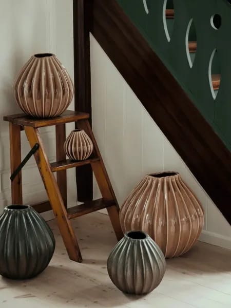 Broste Copenhagen Vaser Wide Vase i Beige, H25 x Ø25, 2
