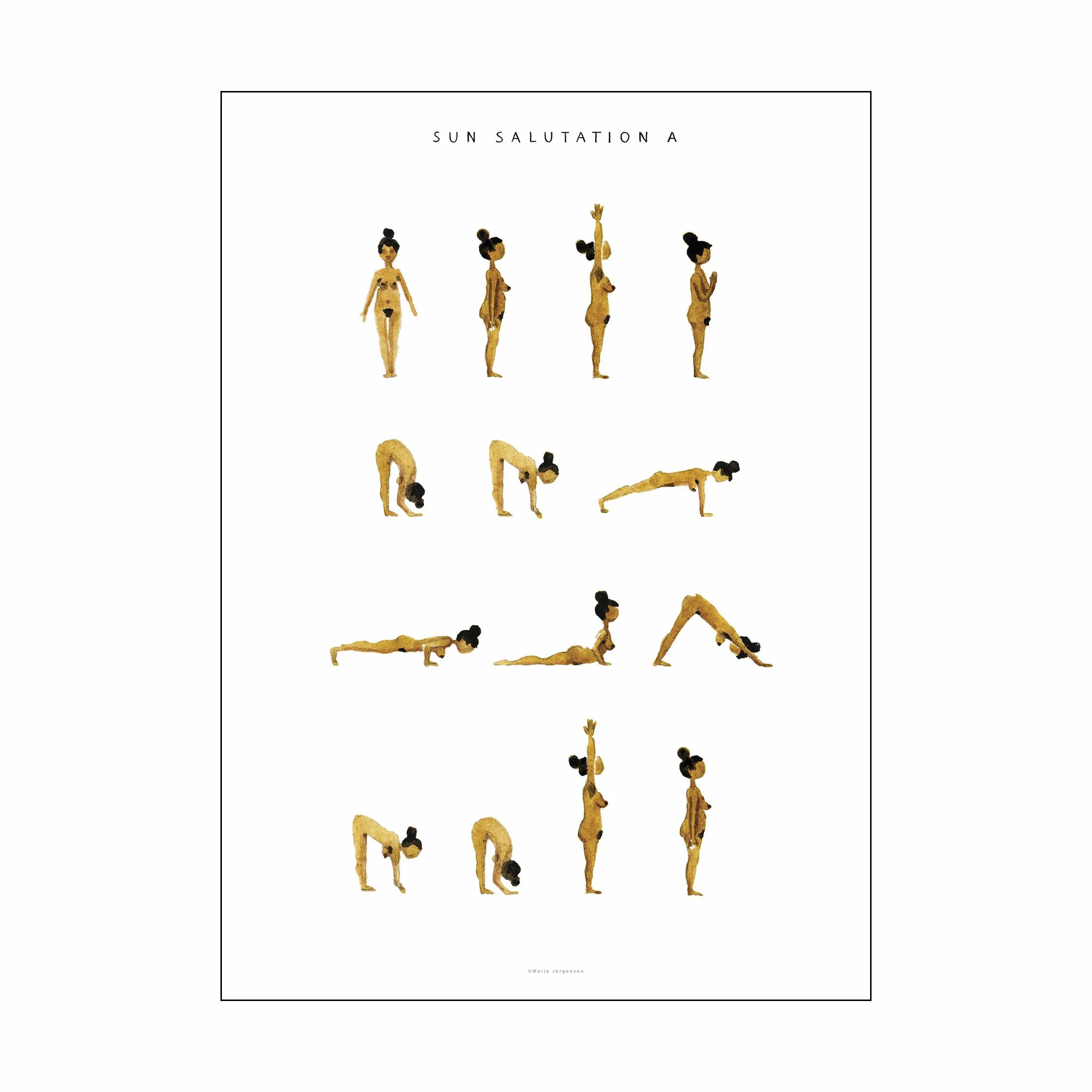 Poster&Frame Plakater plakat - Sun salutation a woman i Golden, B50 x L70 cm, 1