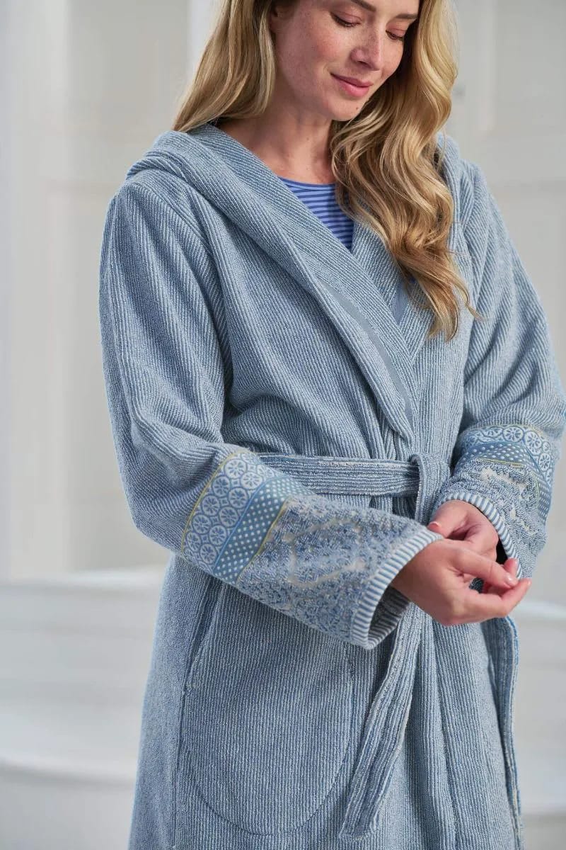 PIP Studio Morgenkåber Soft Zellige Secret Garden Badekåbe i Blågrå, S, 3