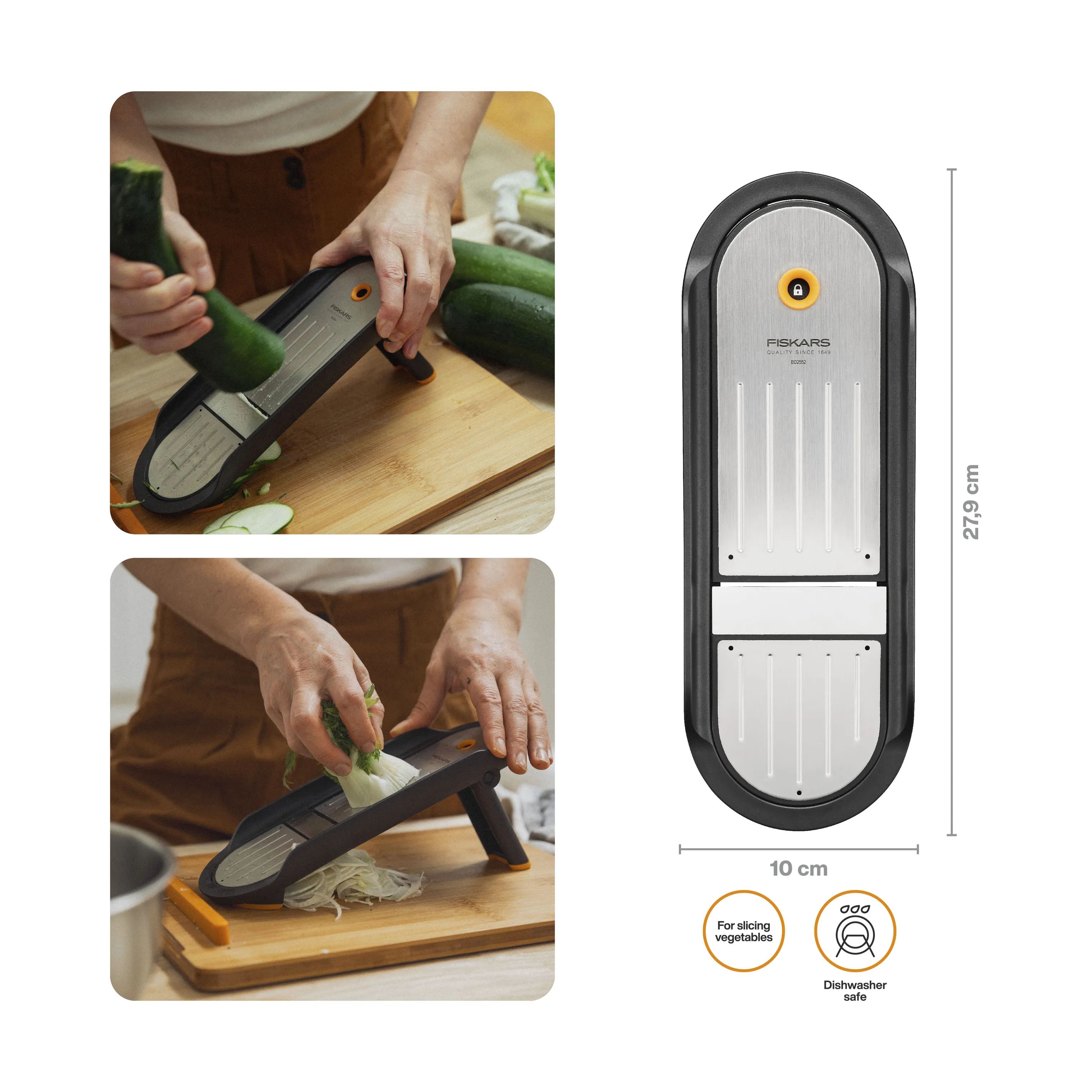 Fiskars Mandolinjern Functional Form Mandolinjern i Sort/Orange, 4