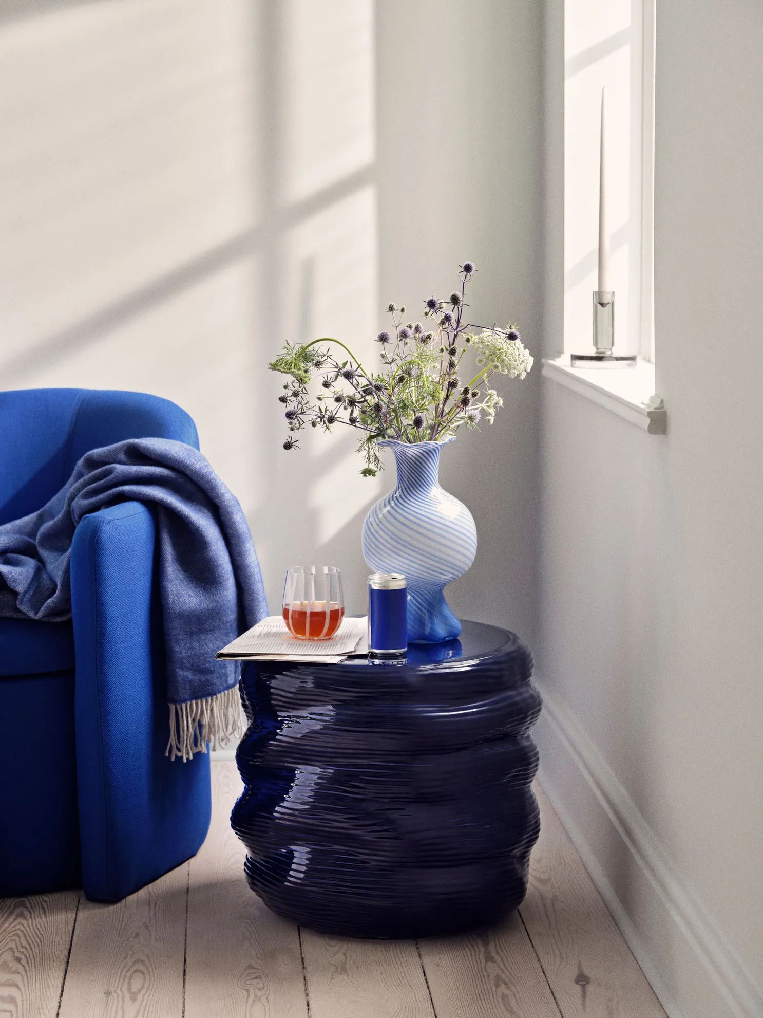 Broste Copenhagen Vaser Mella Vase i Intense Blue, 2