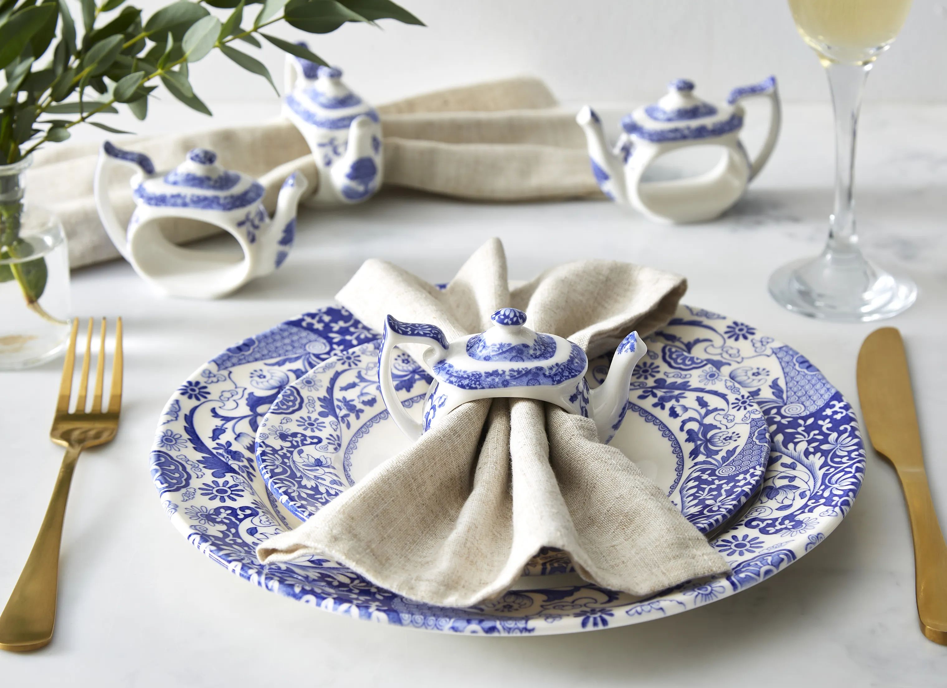 Spode Servietringe og -holdere Blue Italian Servietringe - 4 stk. i Blå/Hvid, 3