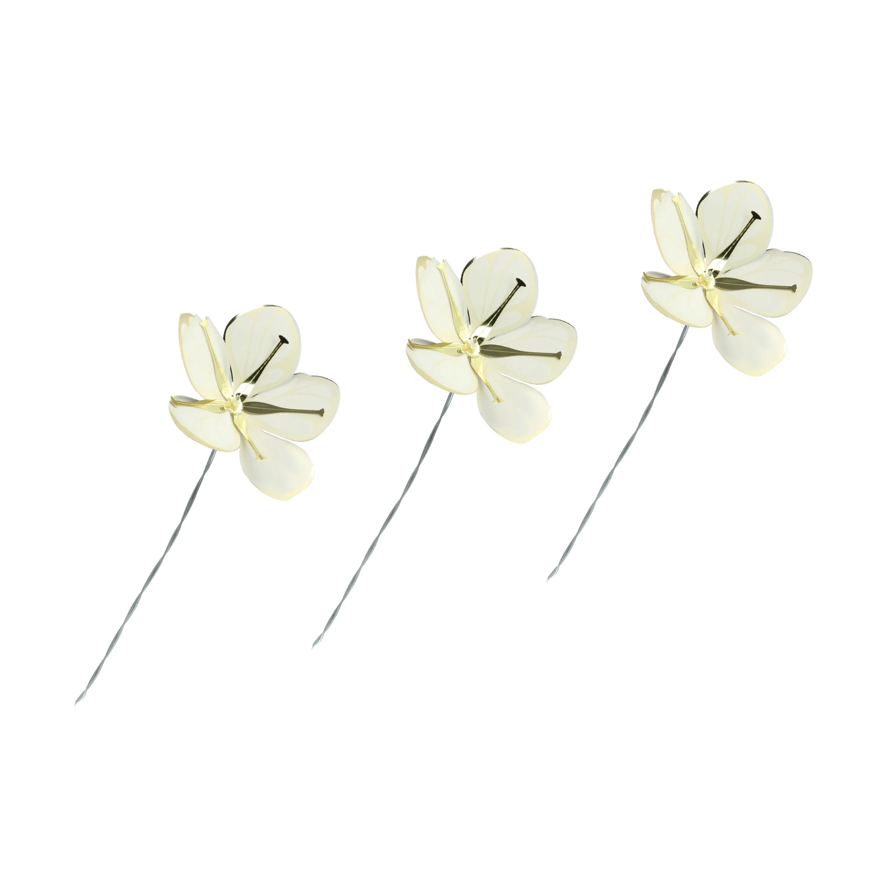 Jette Frölich Design Påskepynt Påske Papirblomster - 3 stk. i Hvid/guldfarvet, 1
