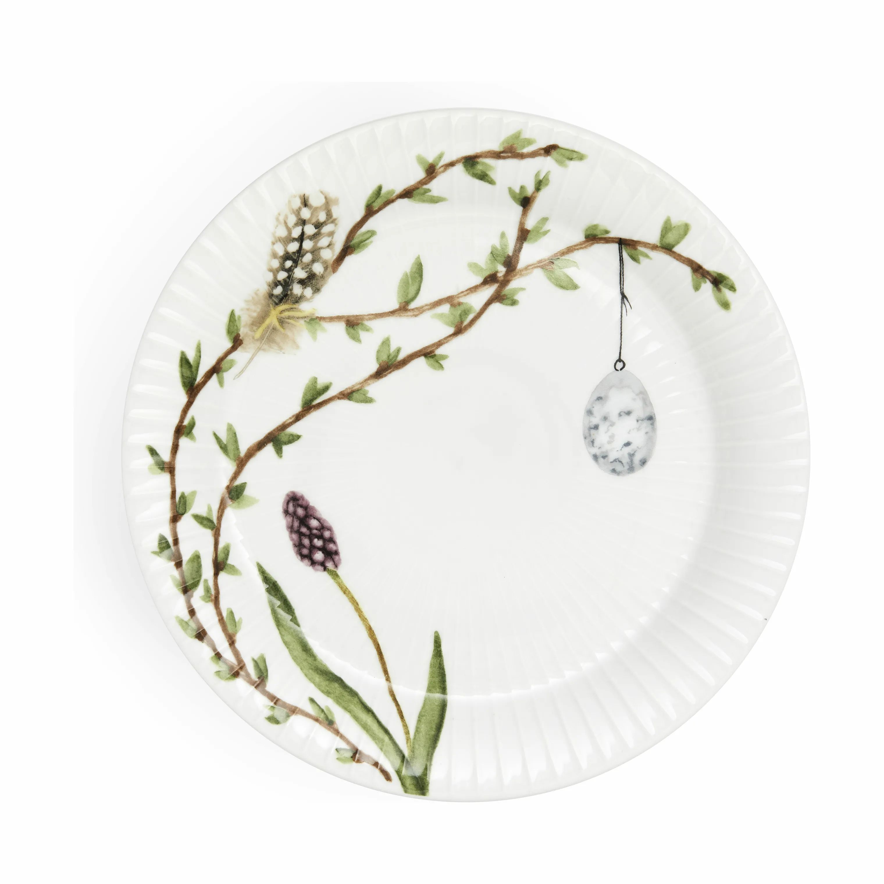Kähler Middagstallerkener Hammershøi Spring Tallerken i Hvid m. dekoration, 22 cm, 1