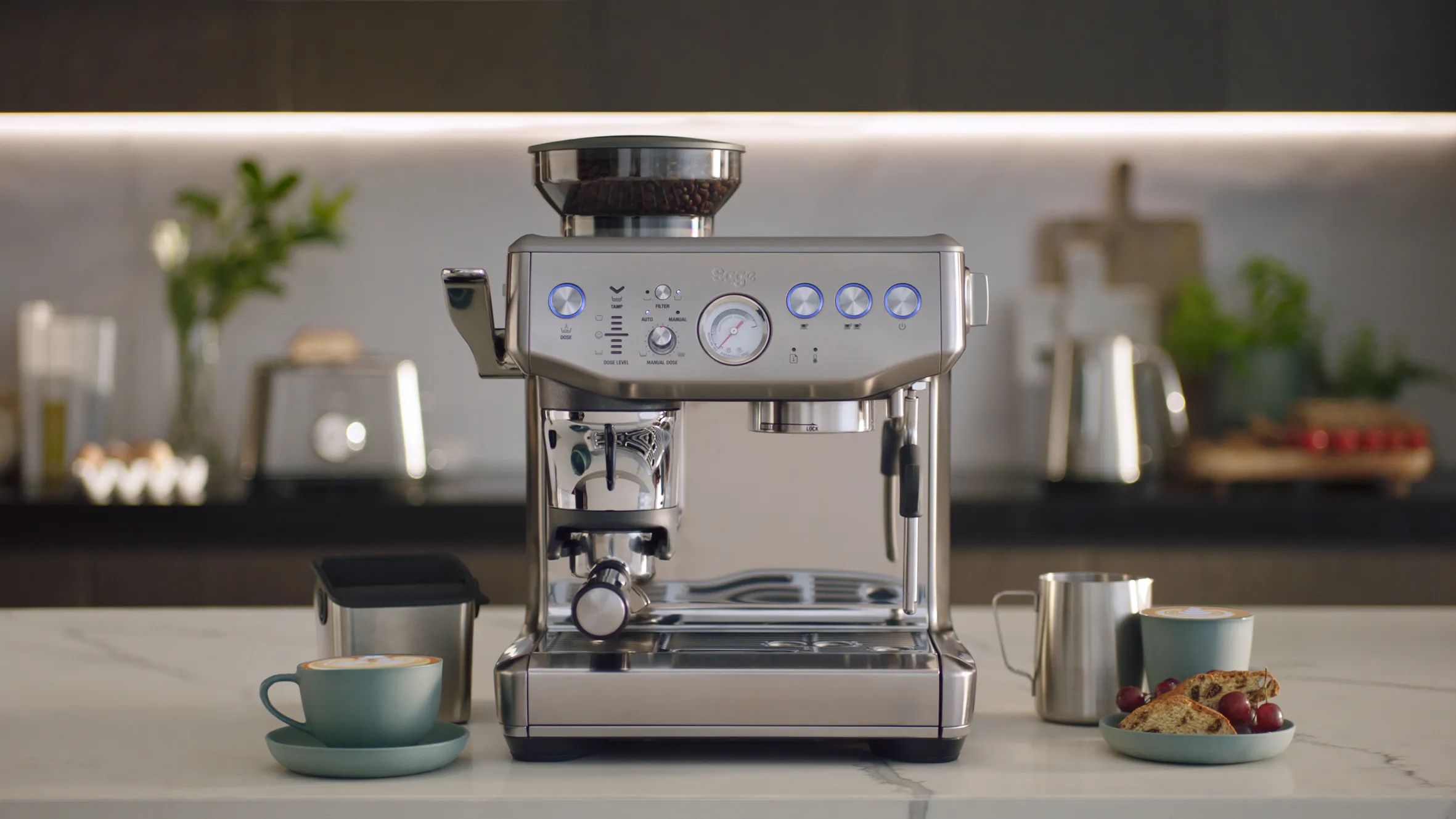Sage Espressomaskiner The Barista Express Impress Espressomaskine i Børstet stål, 3