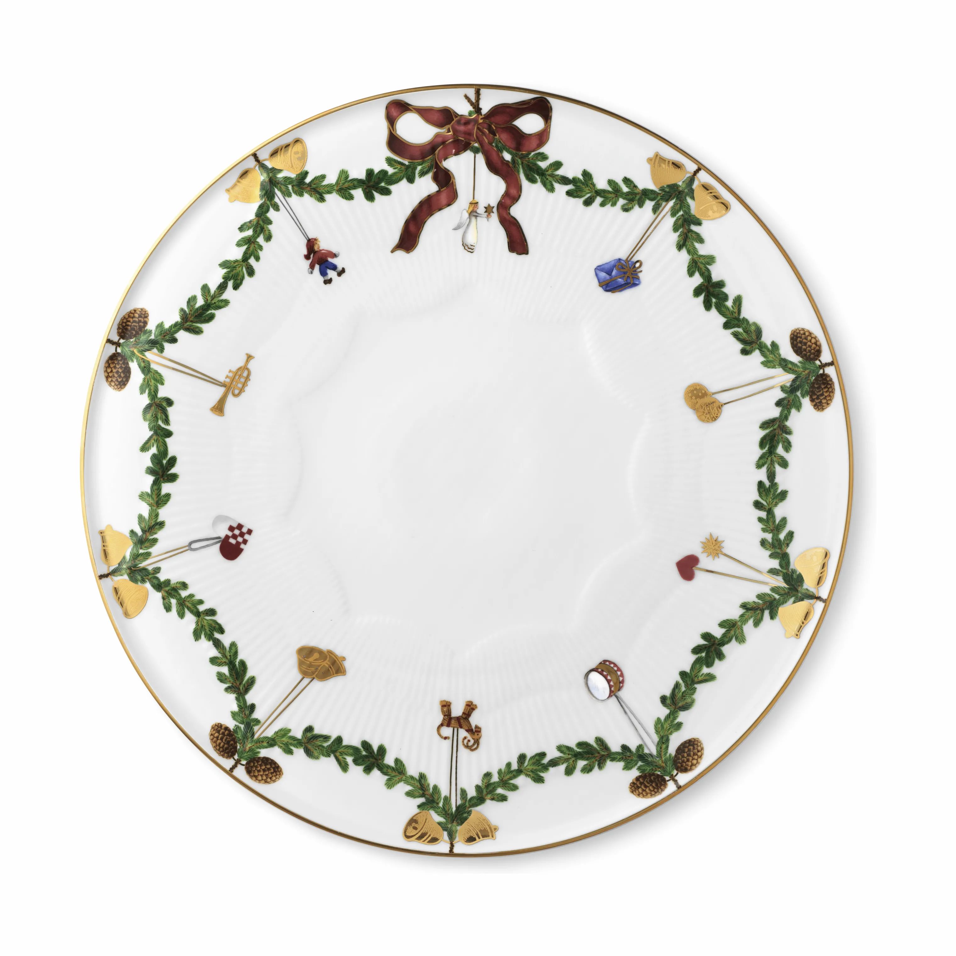 Royal Copenhagen Serveringsfade Stjerne Riflet Jul Fad i Grøn/rød/hvid, 1