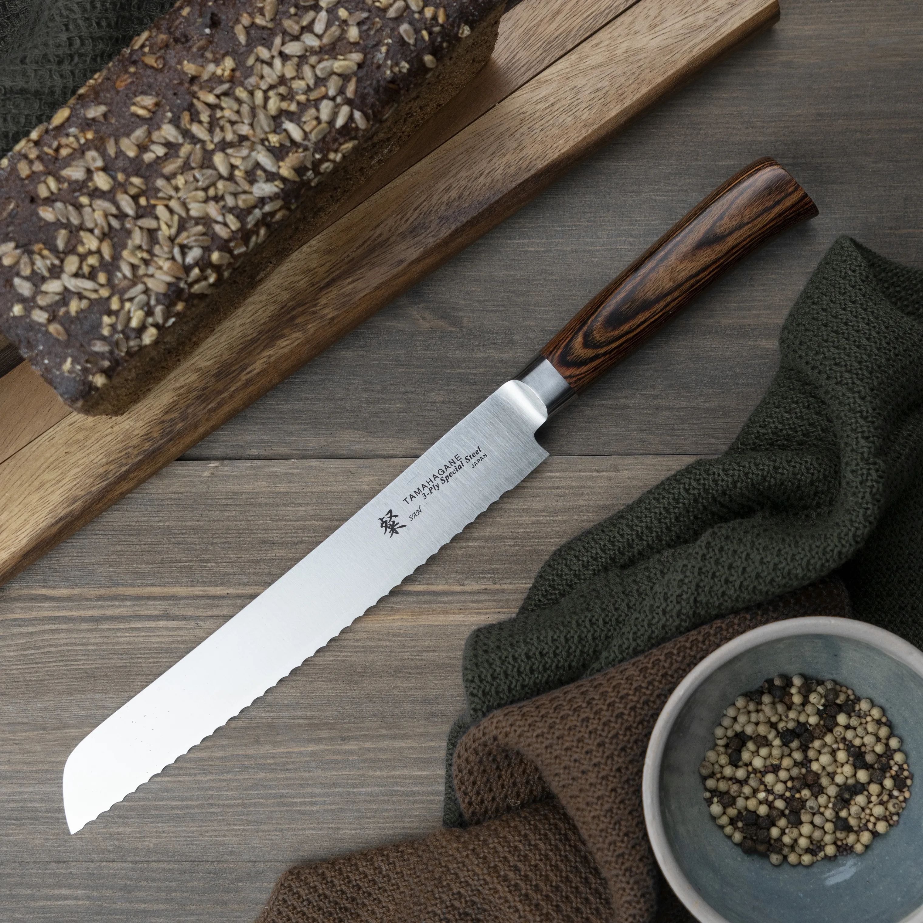Tamahagane SAN Brødknive Brødkniv i brun/stål, 2