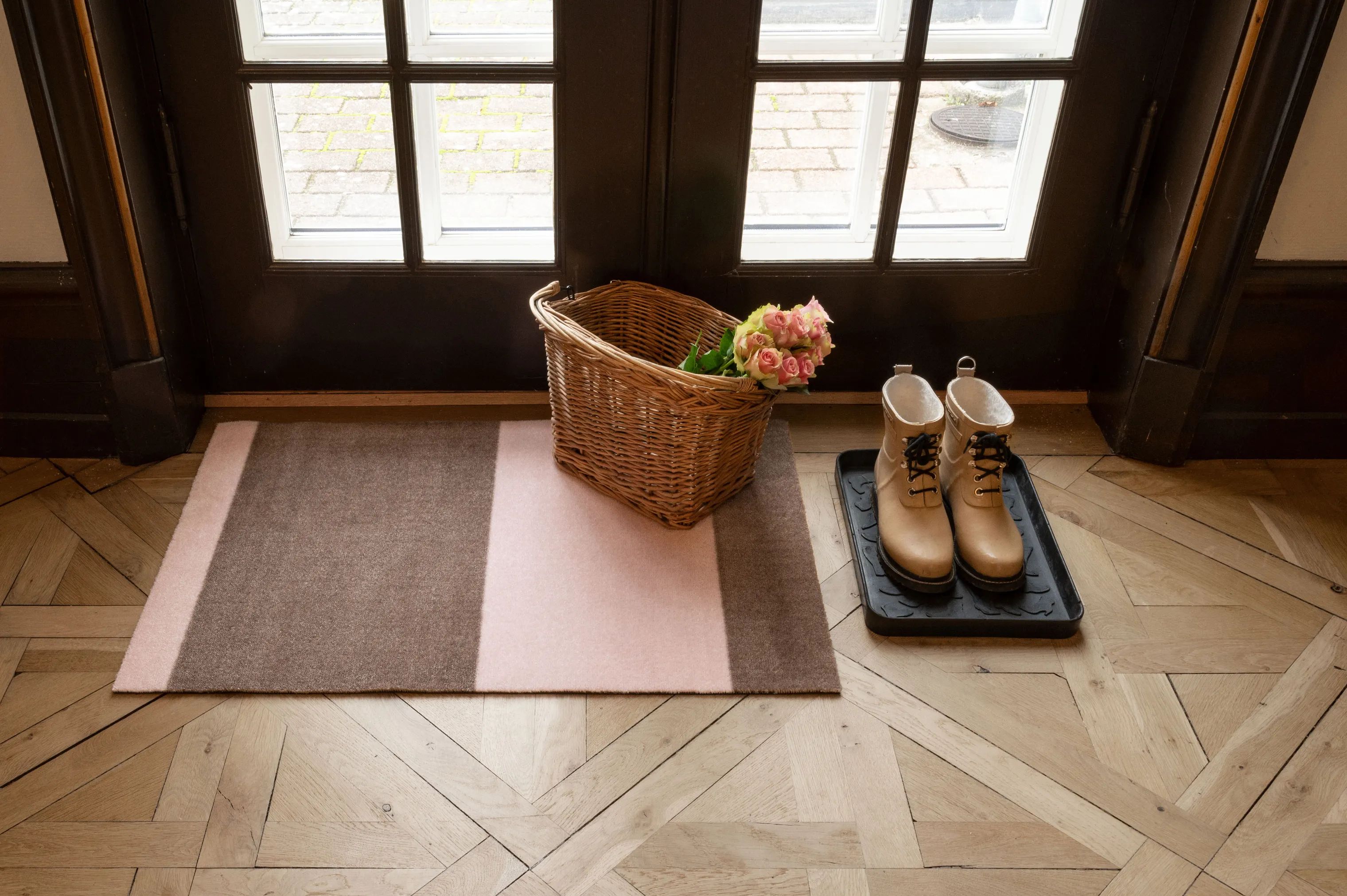 Tica Copenhagen Dørmåtter Stripes Horisontal Gulvmåtte i sand/rosa, B60 x L90 cm, 3