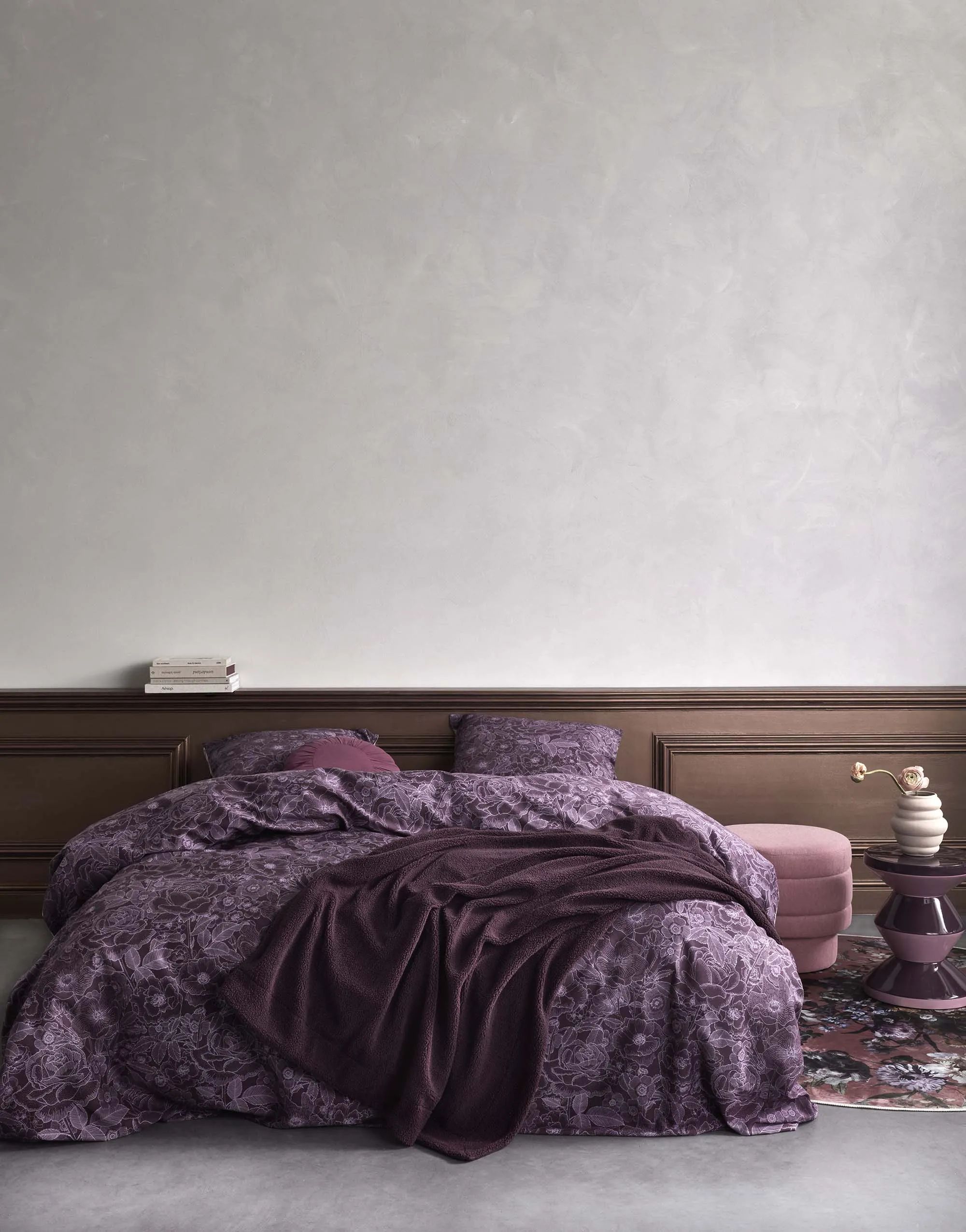 Essenza Plaider Teddy Plaid i Plum Wine, B150 x L200 cm, 2