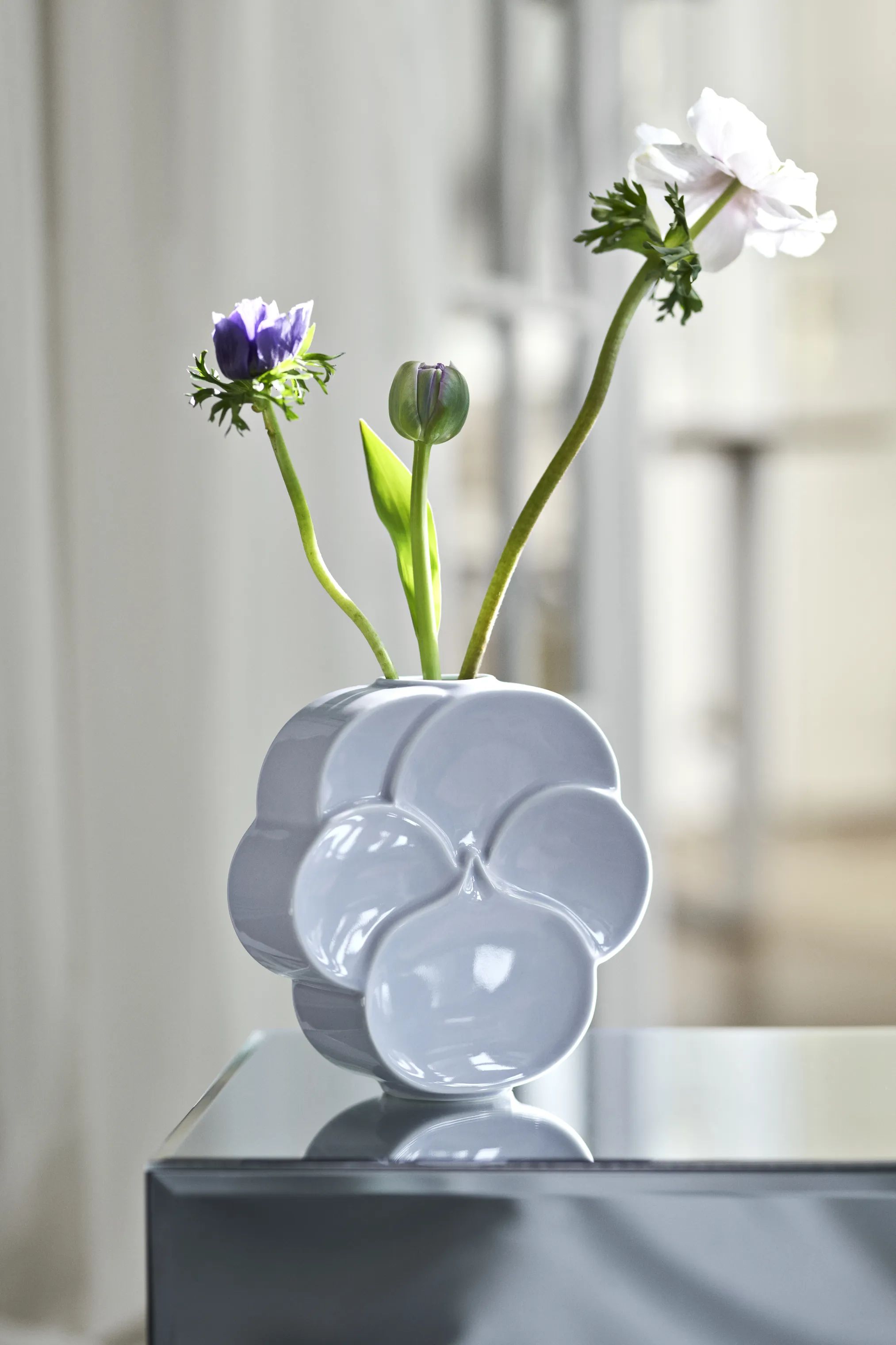 Lyngby Porcelæn Vaser Flower Vase - Stedmoderblomst i Blå, 5