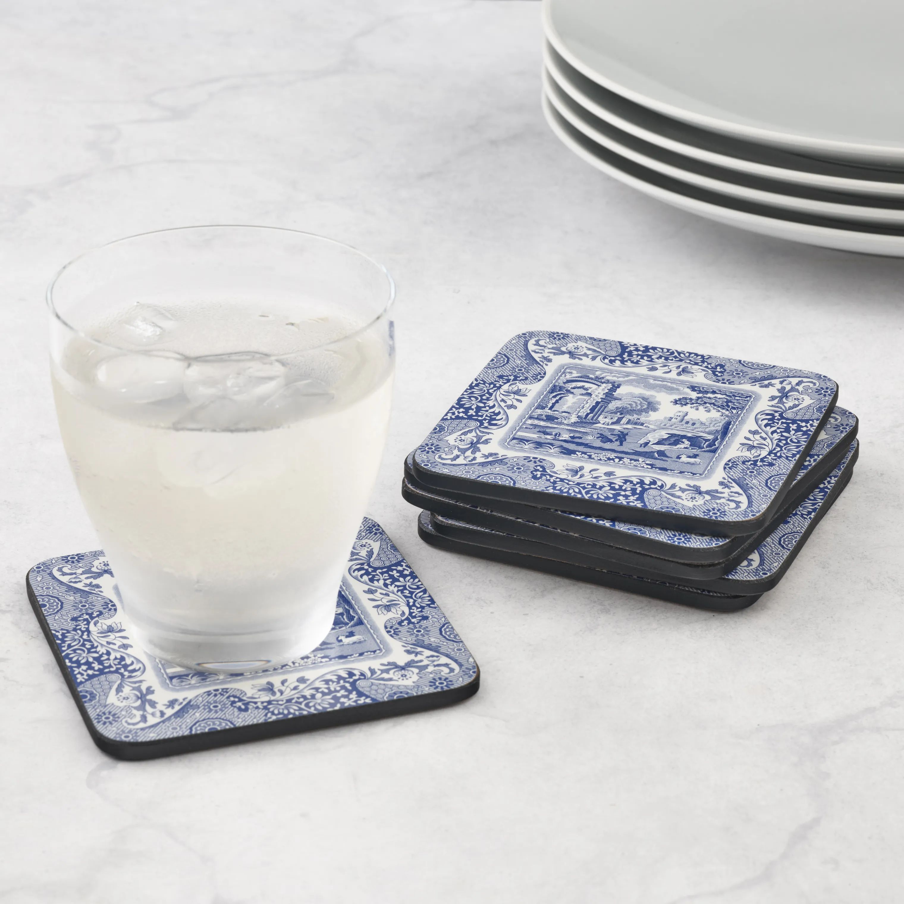 Pimpernel Glasbrikker og coasters Blue Italian Blue Italien Glasbrikker - 6 stk. i Blå/hvid, 2