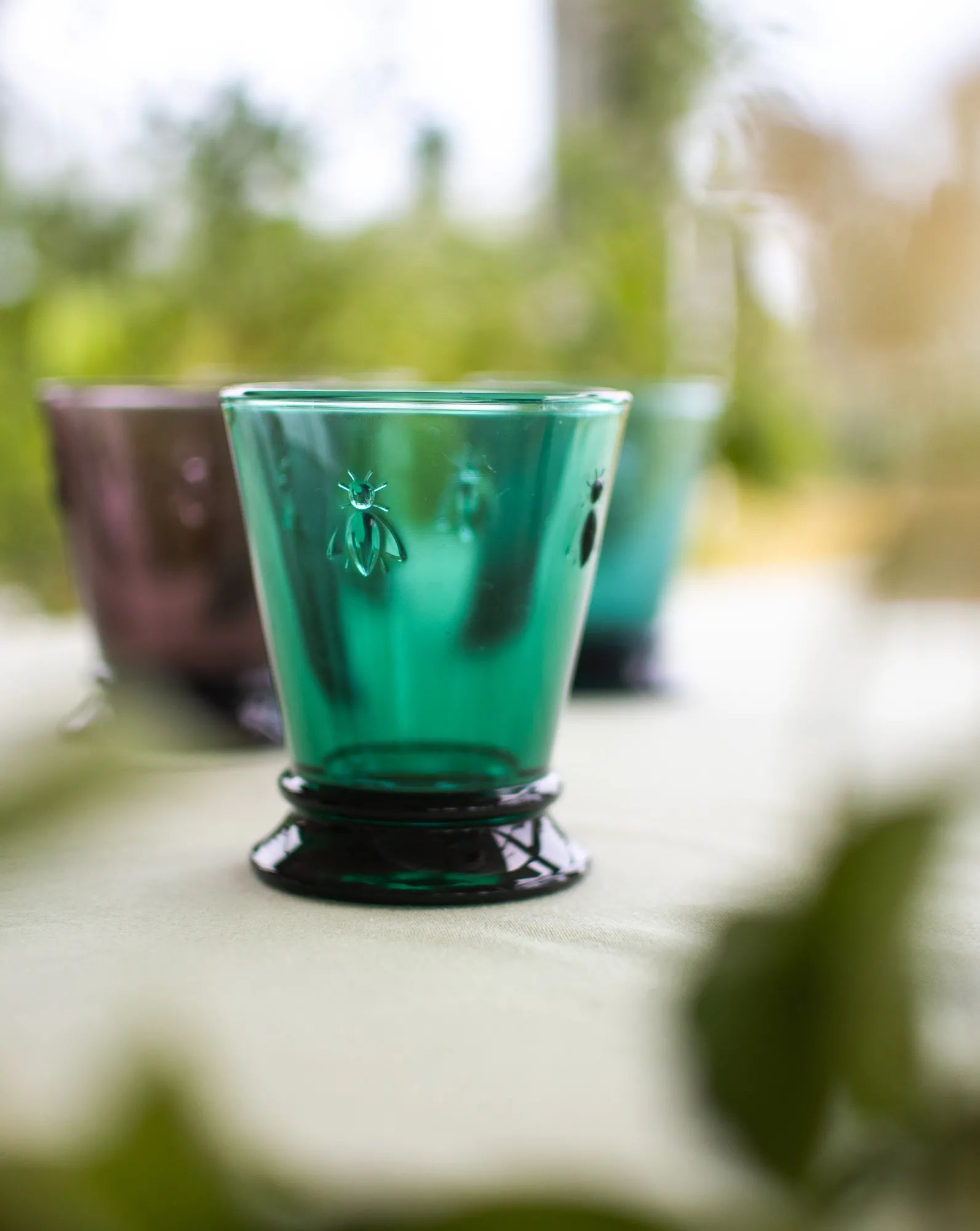 La Rochère Vandglas Abeille Vandglas - 6 stk. i 26 cl - Mørk grøn - Bier, 3