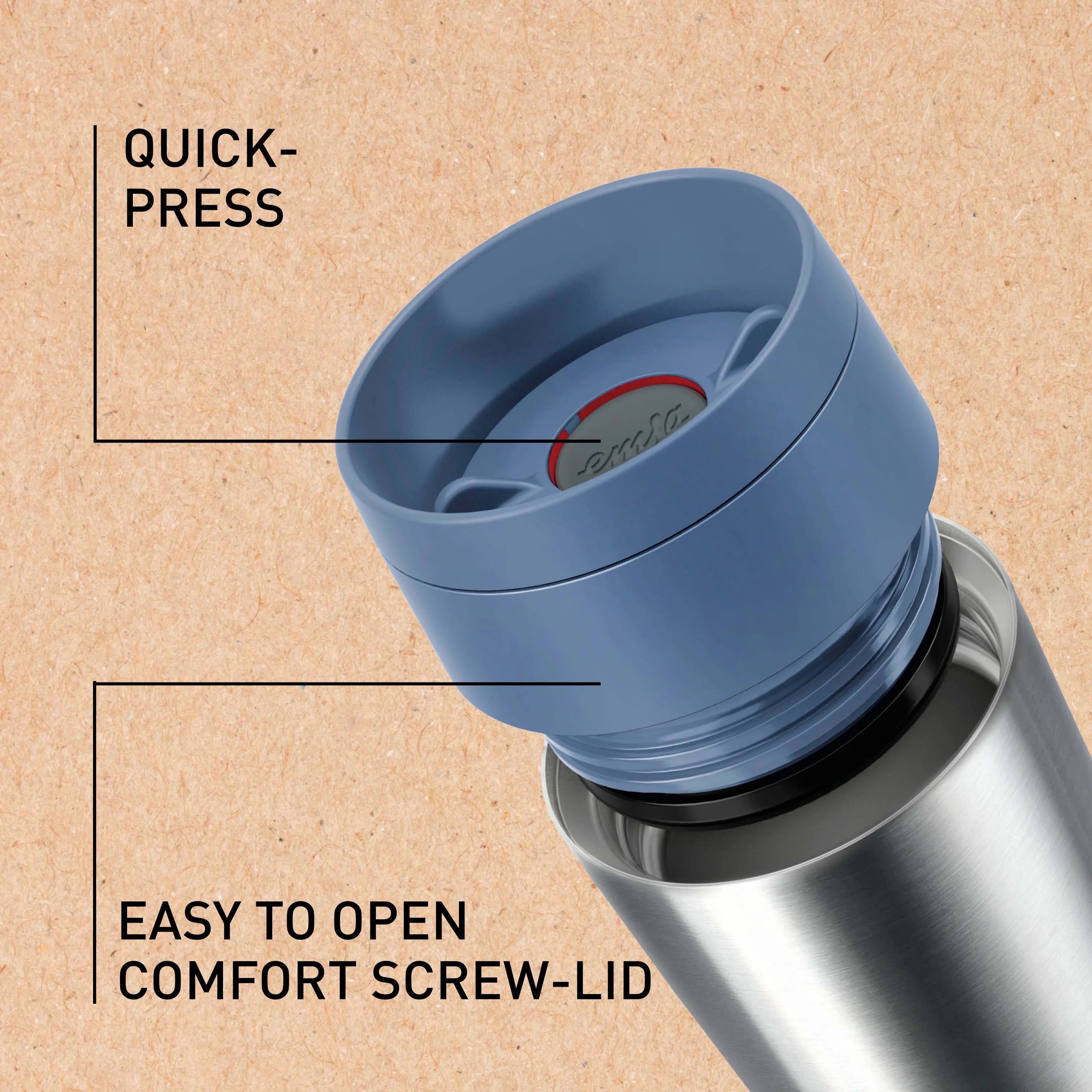 Emsa To go kopper To Go To-Go Classic Rejsekrus i Brushed stainless steel;Blue, 0.36 L, 2