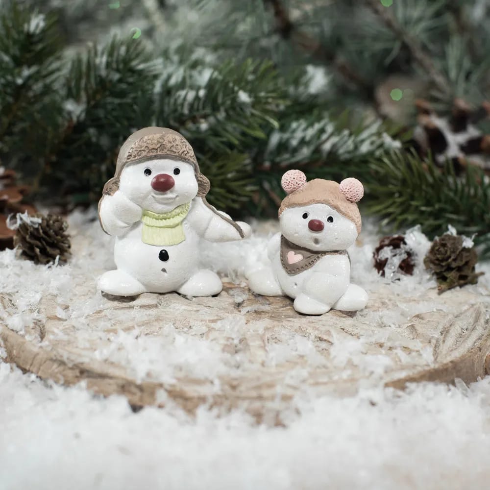 Klarborg Julefigurer Snemænd 2016 - Ejlif & Effi i Hvid, 6 cm, 2