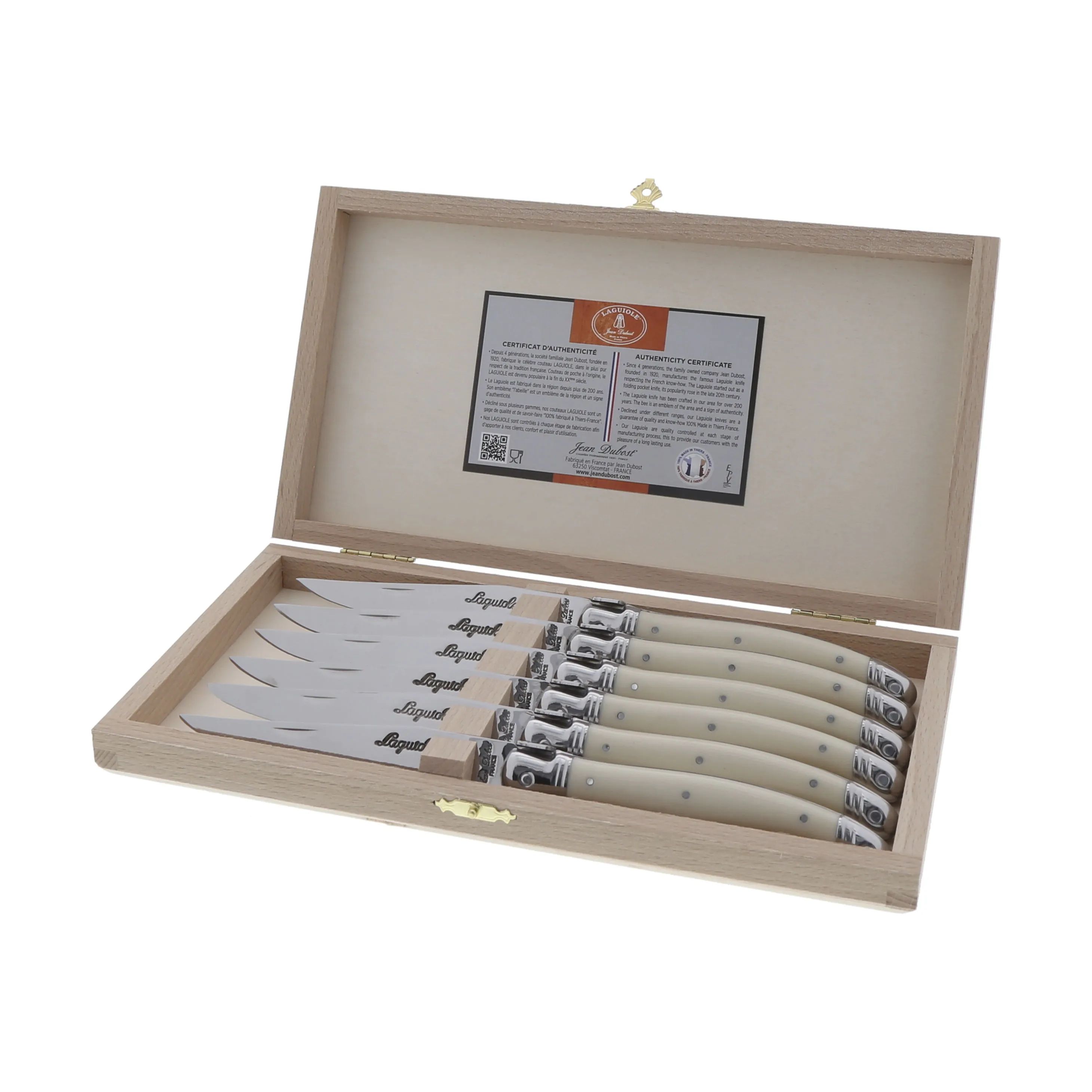 Jean Dubost Bordknive Laguiole Kniv - 6 stk. i Beige, 1