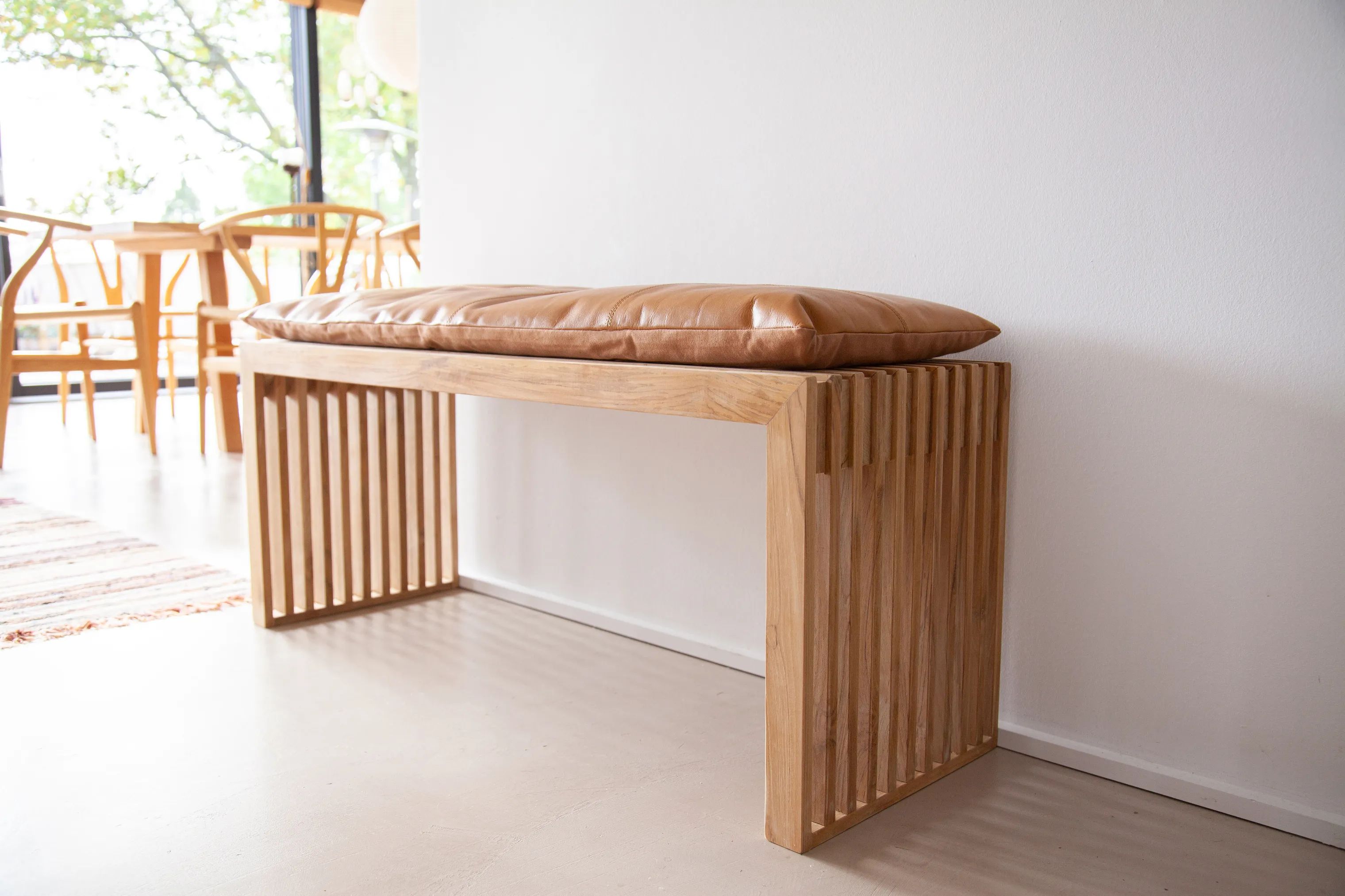 cinas Skamler Rib Bænk inkl. brun hynde i Bambus/brun, 104 cm, 6