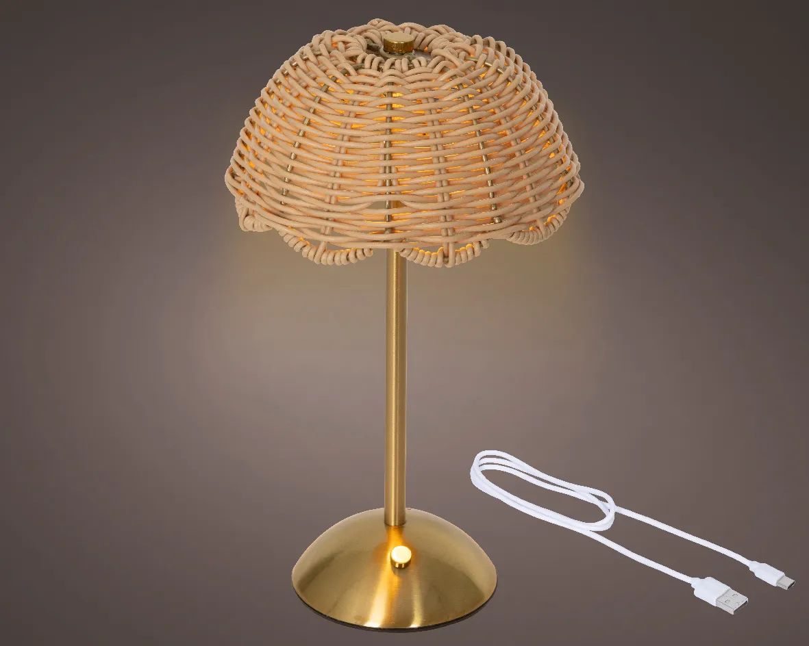 CASA Living LED-lamper LED Bordlampe i Natur/guldfarvet, 2