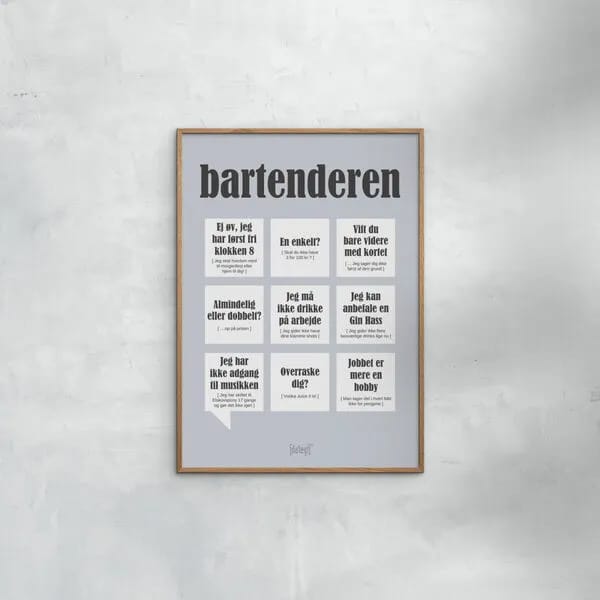 Poster&Frame Plakater Plakat - Bartenderen i B21 x L29,7 cm, 2