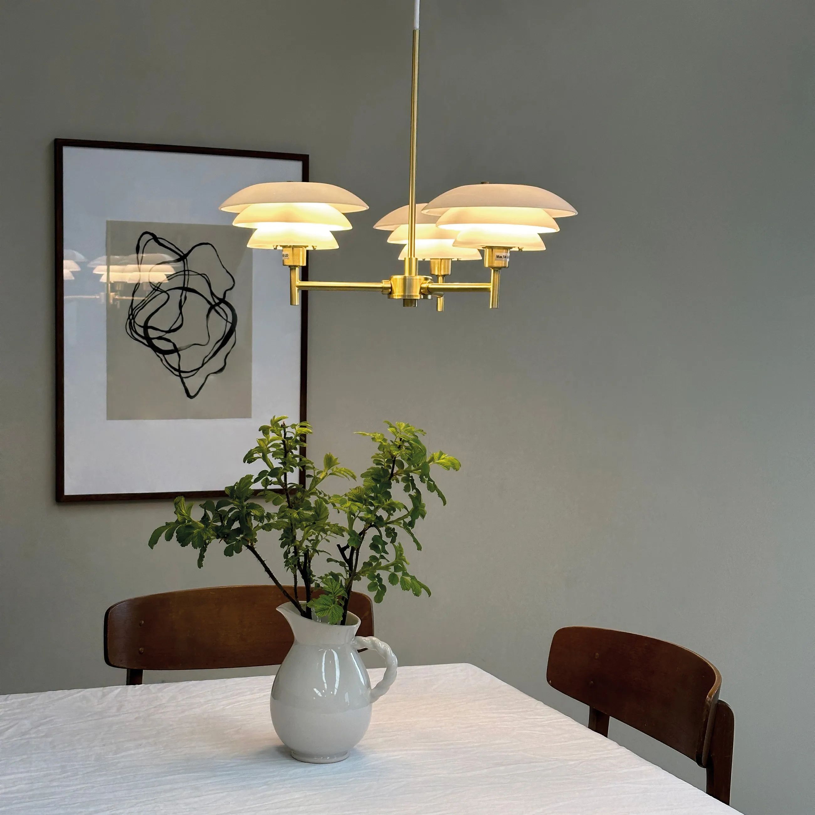 Dyberg Larsen Pendler DL20 Lysekrone i Opal/ Messing, 50 cm, 2