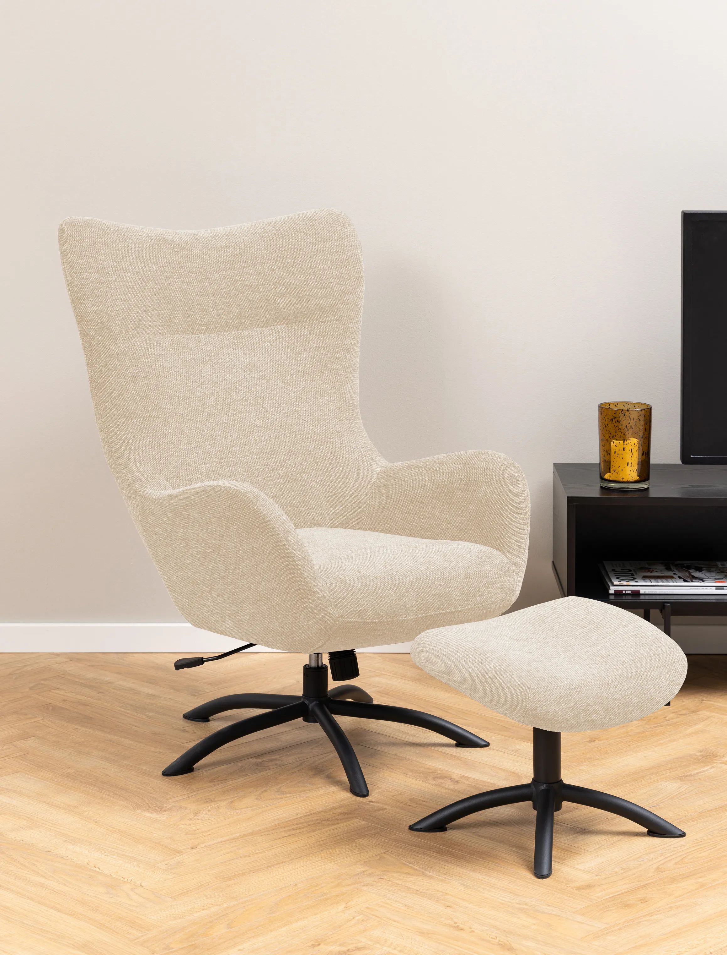 CASA Living Lænestole Talgarth Lænestol m. Skammel i creme, 3