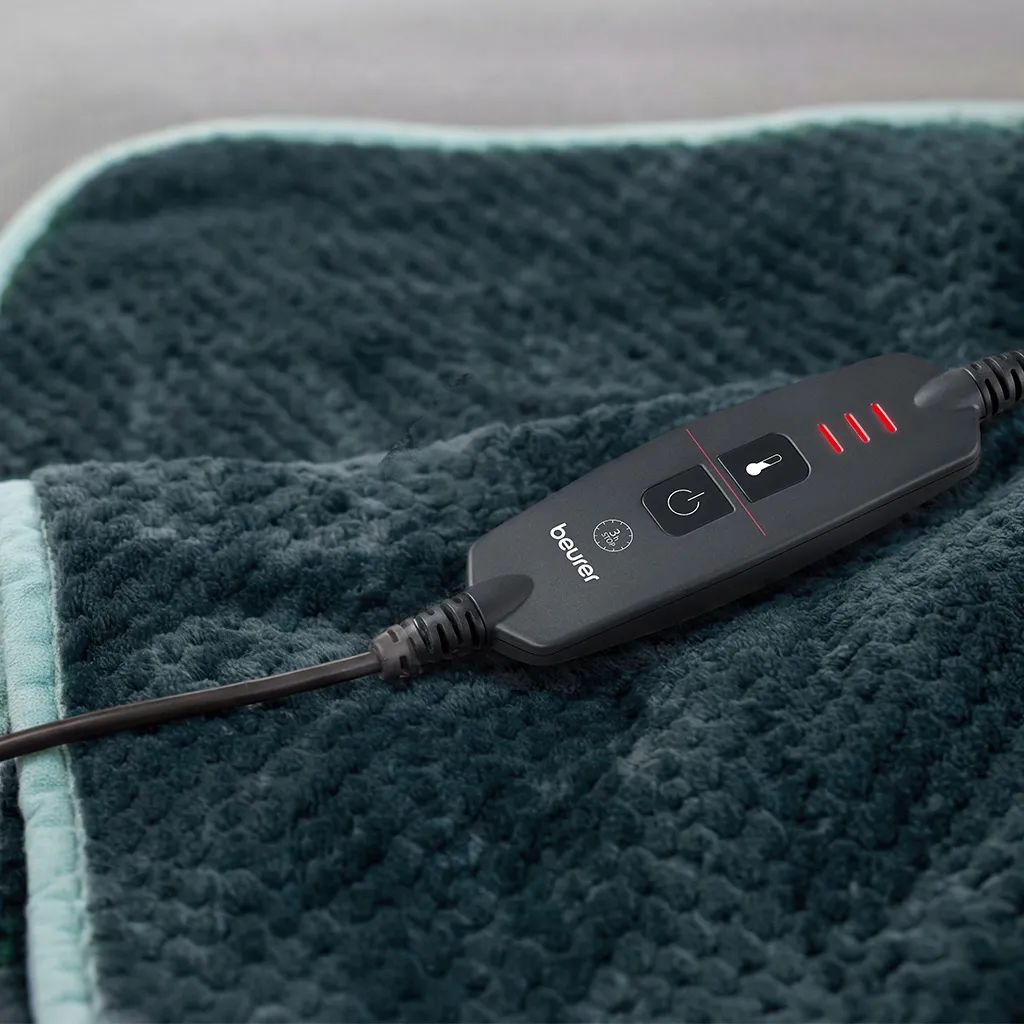 Beurer Varmetæpper HD65LE5 Varmeplaid i Grå/Opalblå, 2